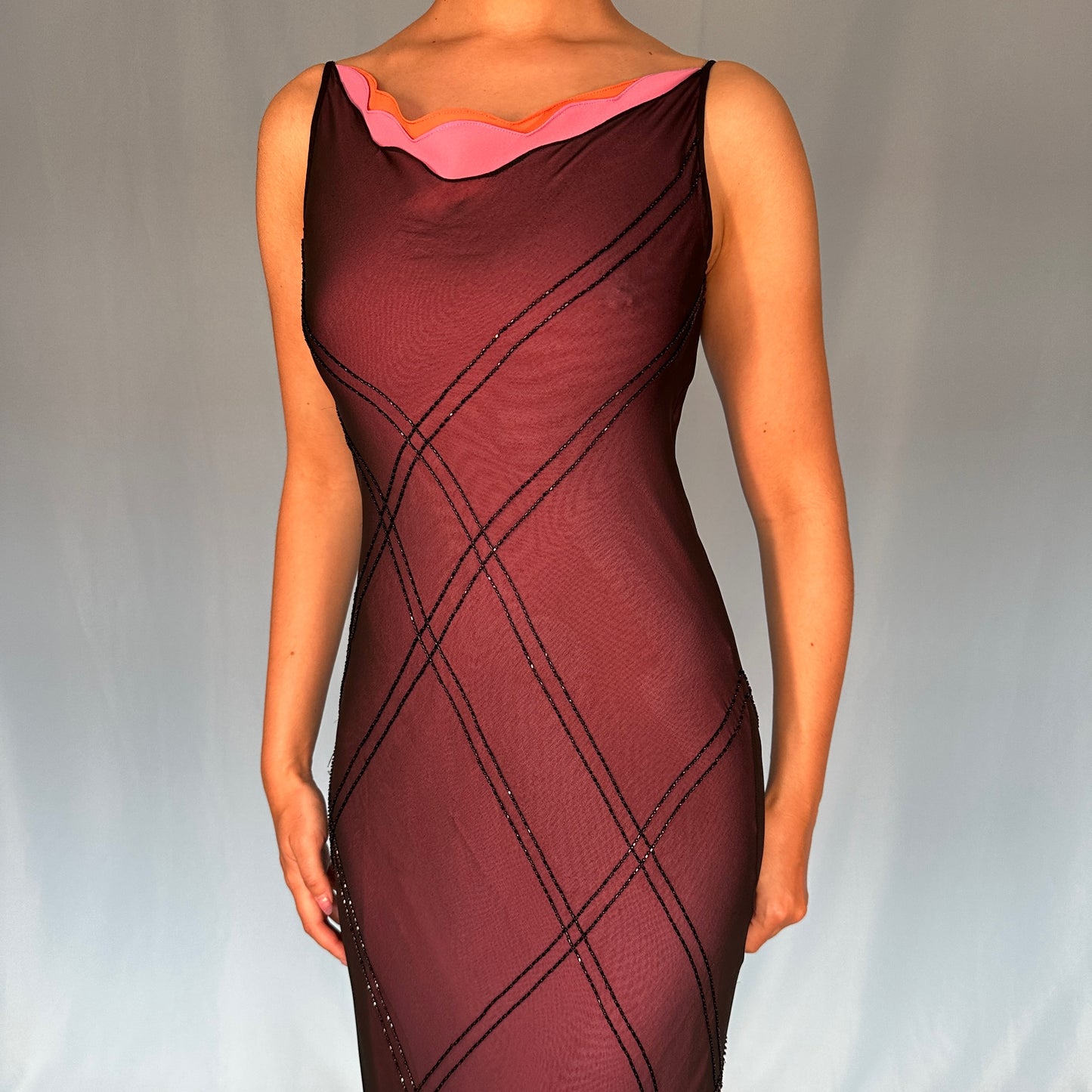 Vintage Chiffon Bead Embellished Dress