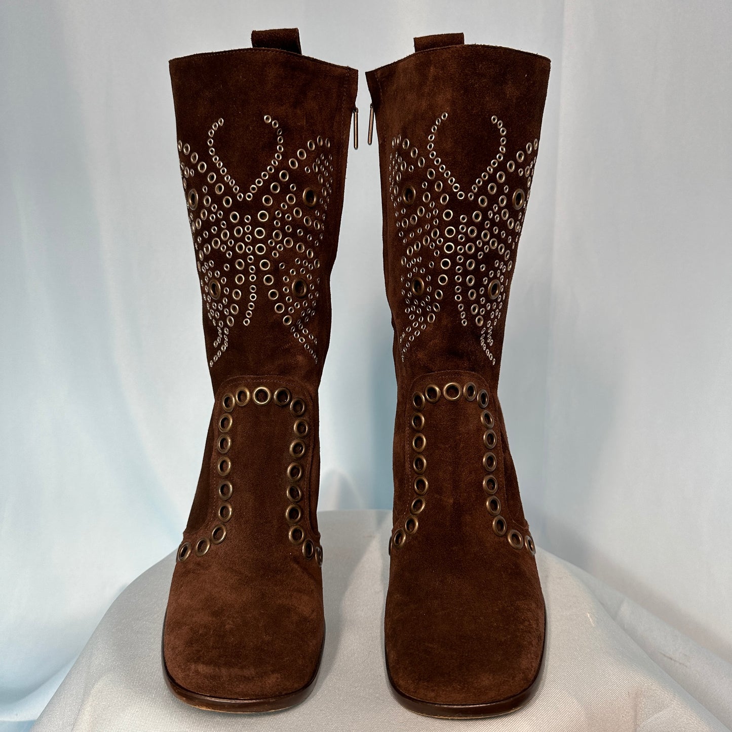 Dolce & Gabbana Butterfly Studded Brown Suede Boots