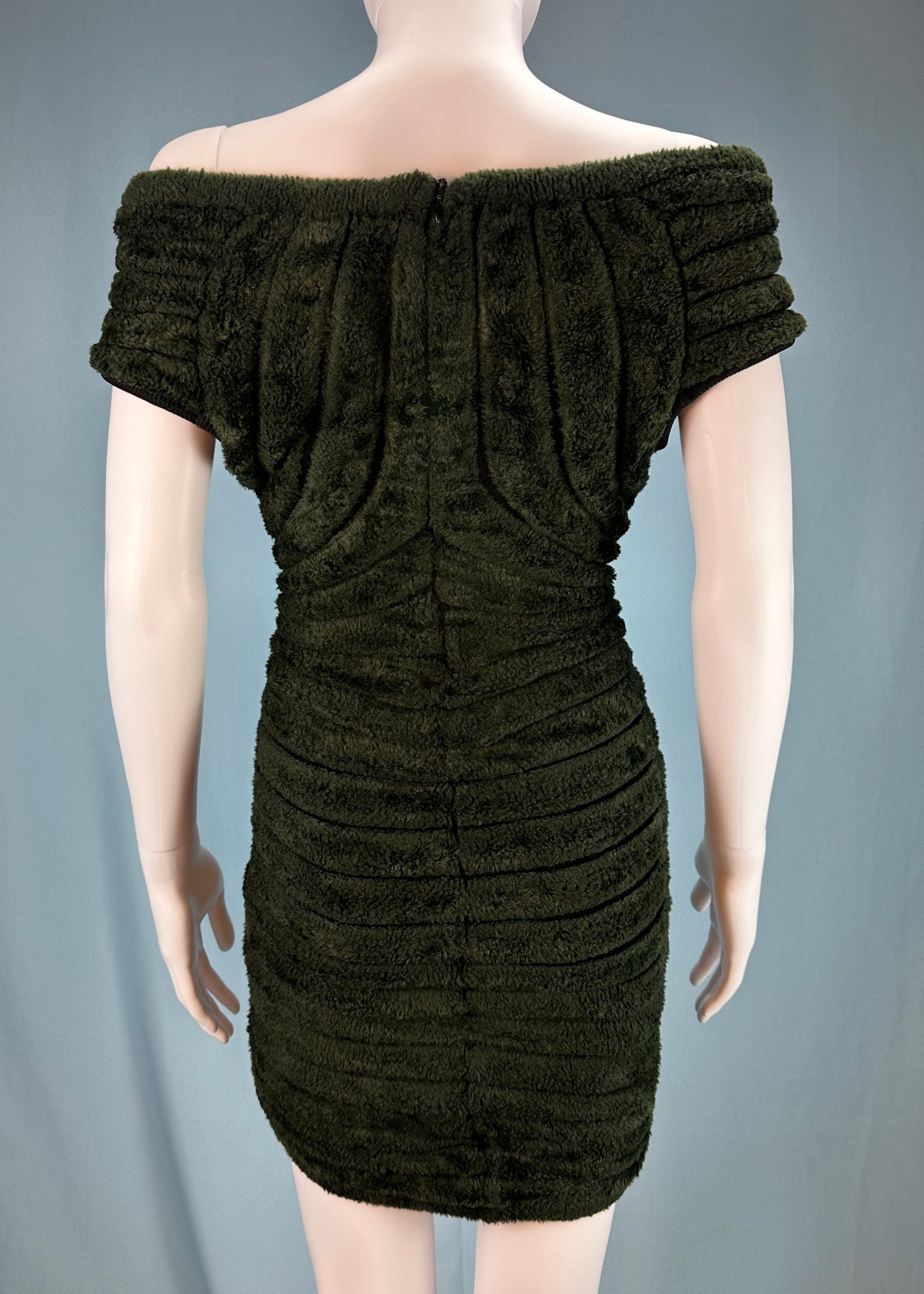Azzedine Alaia Spring 1994 Houpette Chenille Green Dress