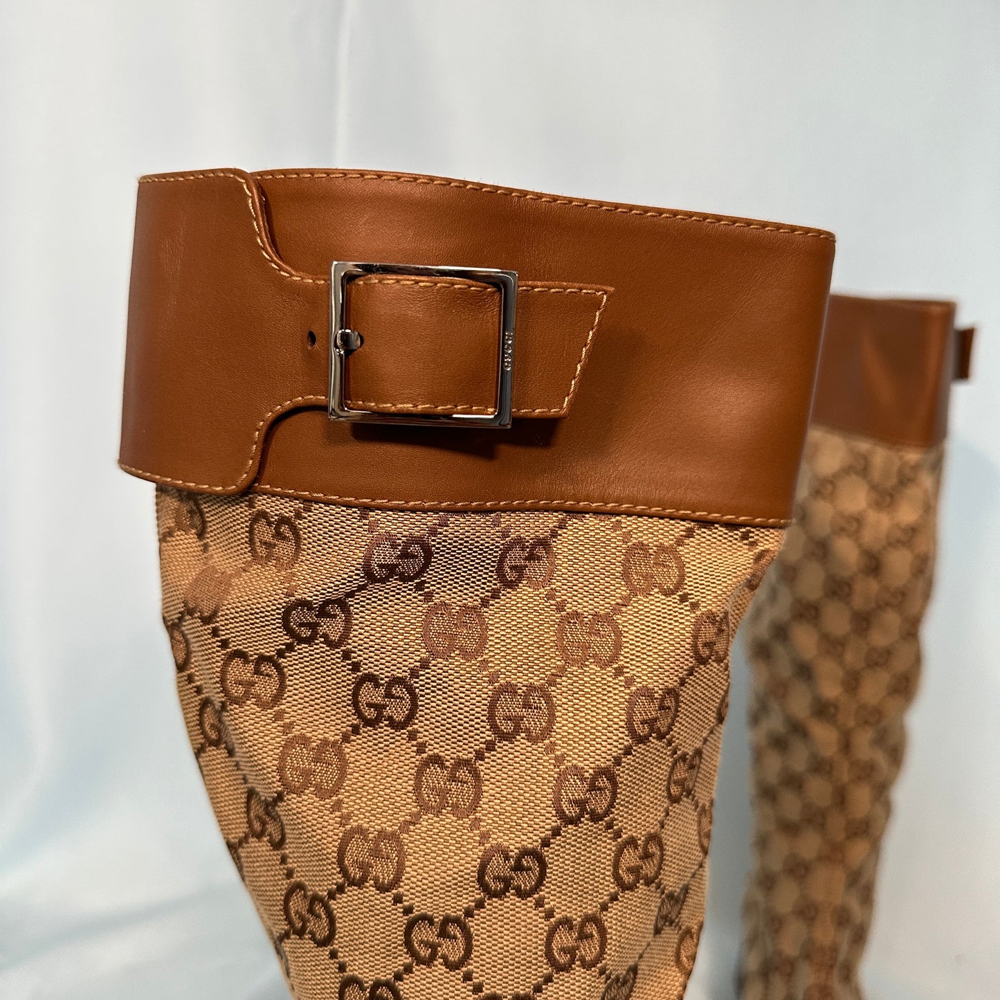 Gucci by Tom Ford Fall 2000 Monogram Leather Shirt, Shorts & Boots Set