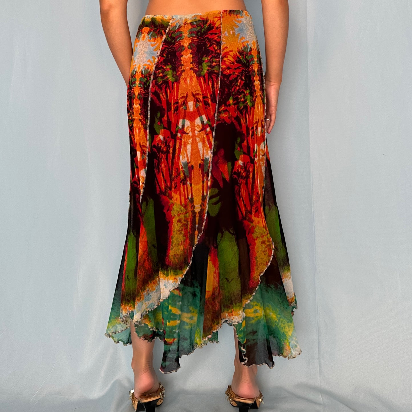 Jean Paul Gaultier Spring 2000 Tropical Print Mesh Skirt