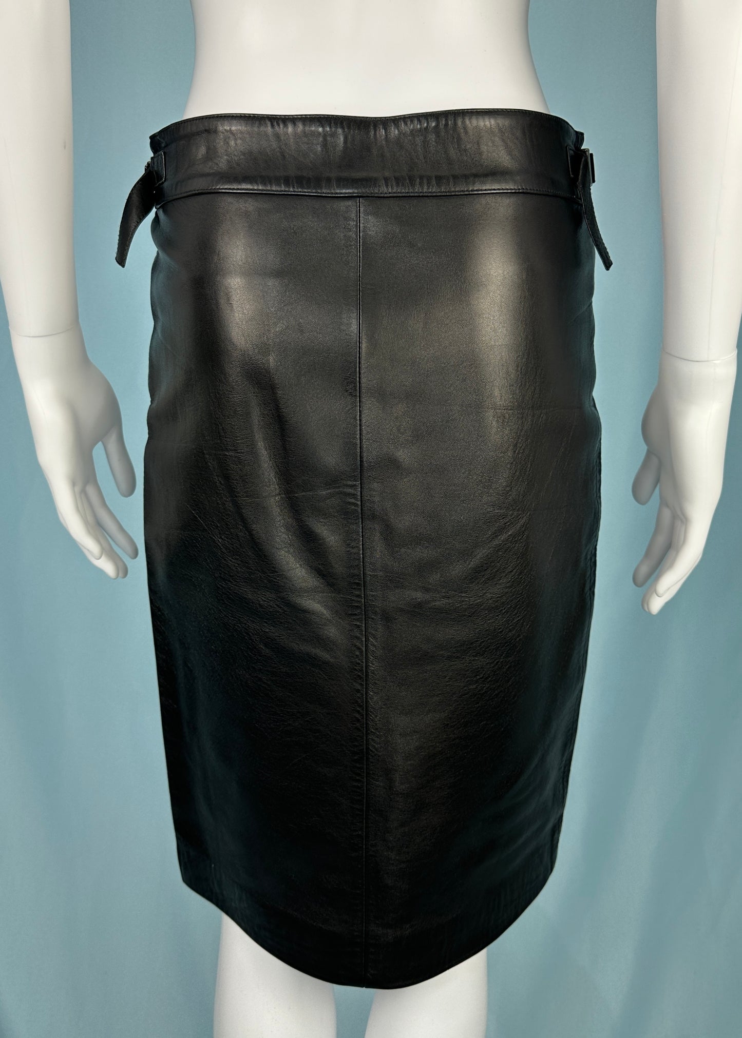 Gucci Fall 1998 Leather Buckle Detail Skirt