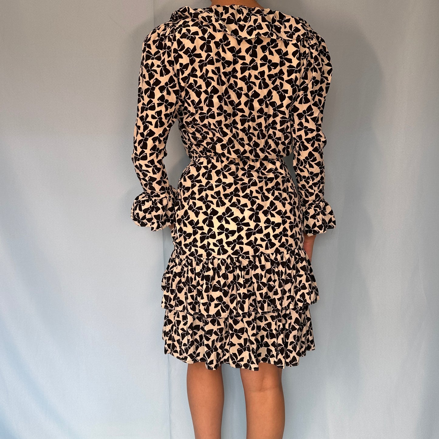 Yves Saint Laurent Rive Gauche Spring 1987 Silk Bow Print Dress