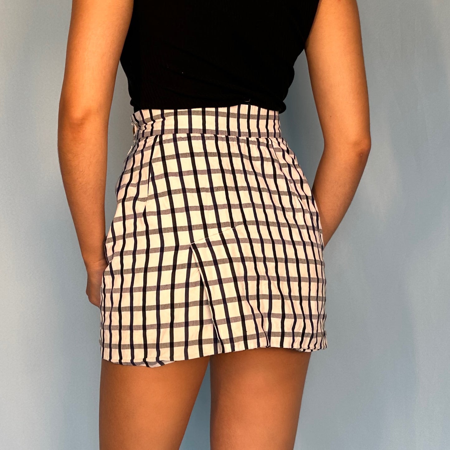 Vivienne Westwood White & Navy Checked Mini Skirt
