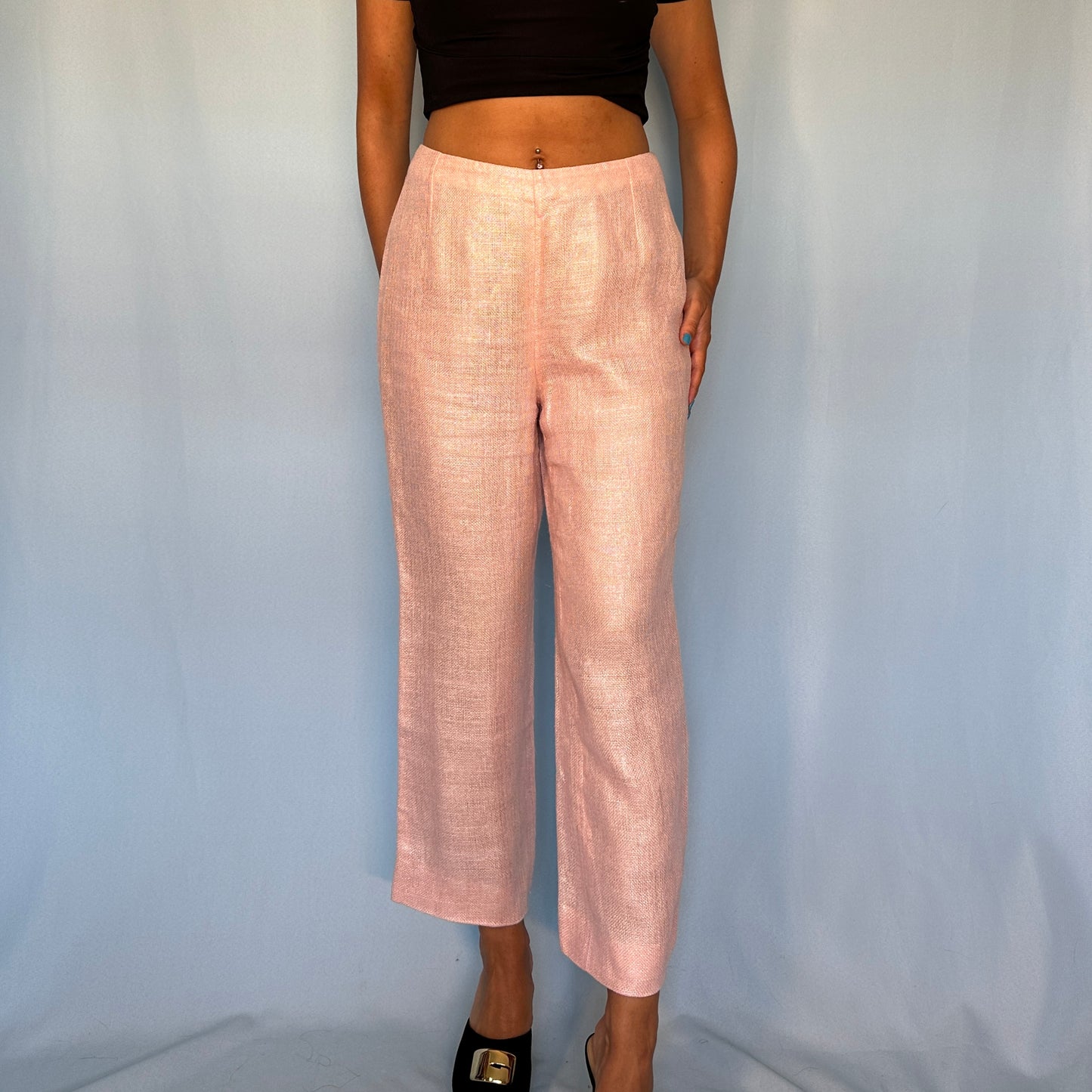 Versace Spring 1999 Metallic Pink Cropped Capri Pants