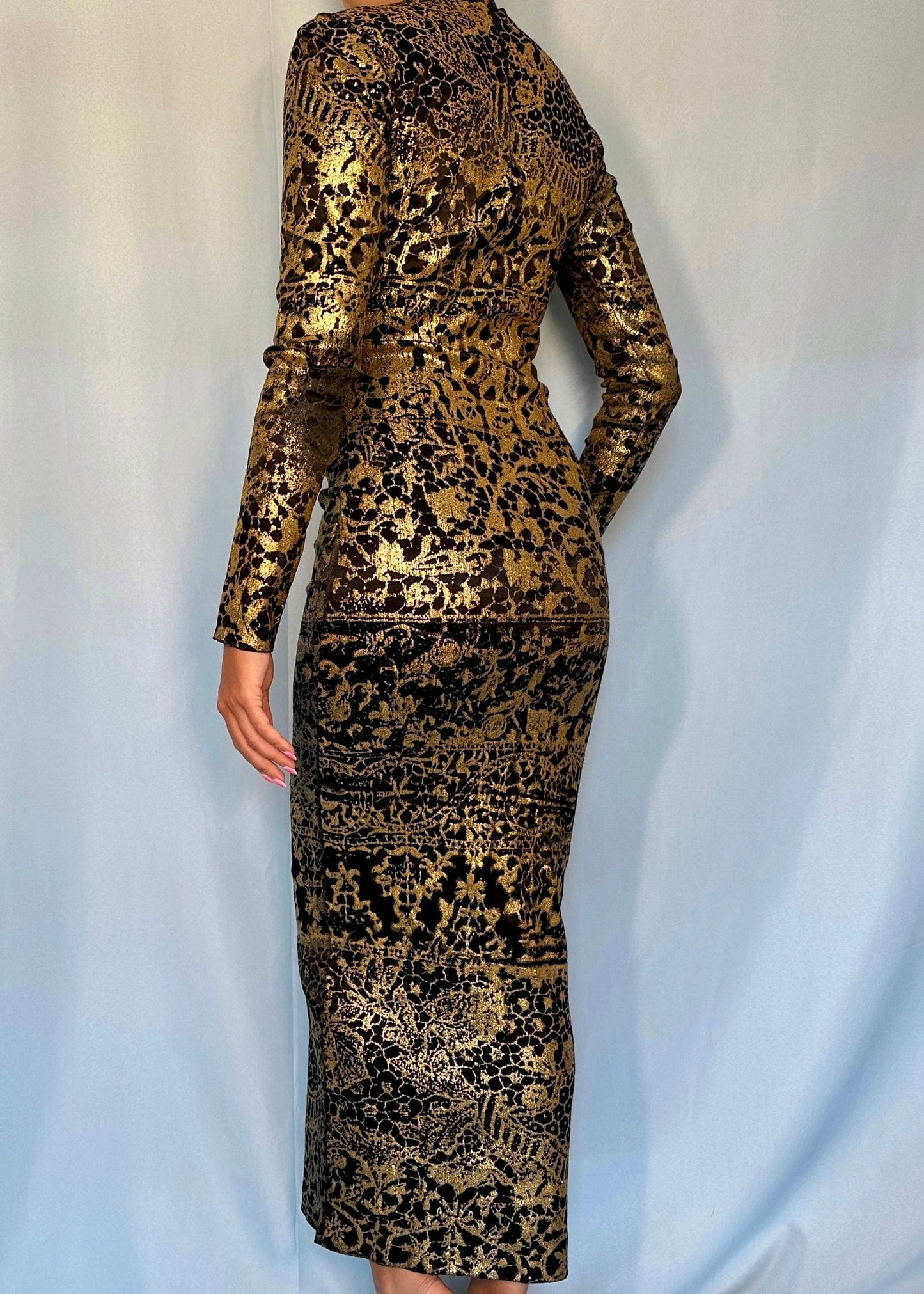 Vivienne Westwood Fall 1992 Runway Sample Black Metallic Gold Dress