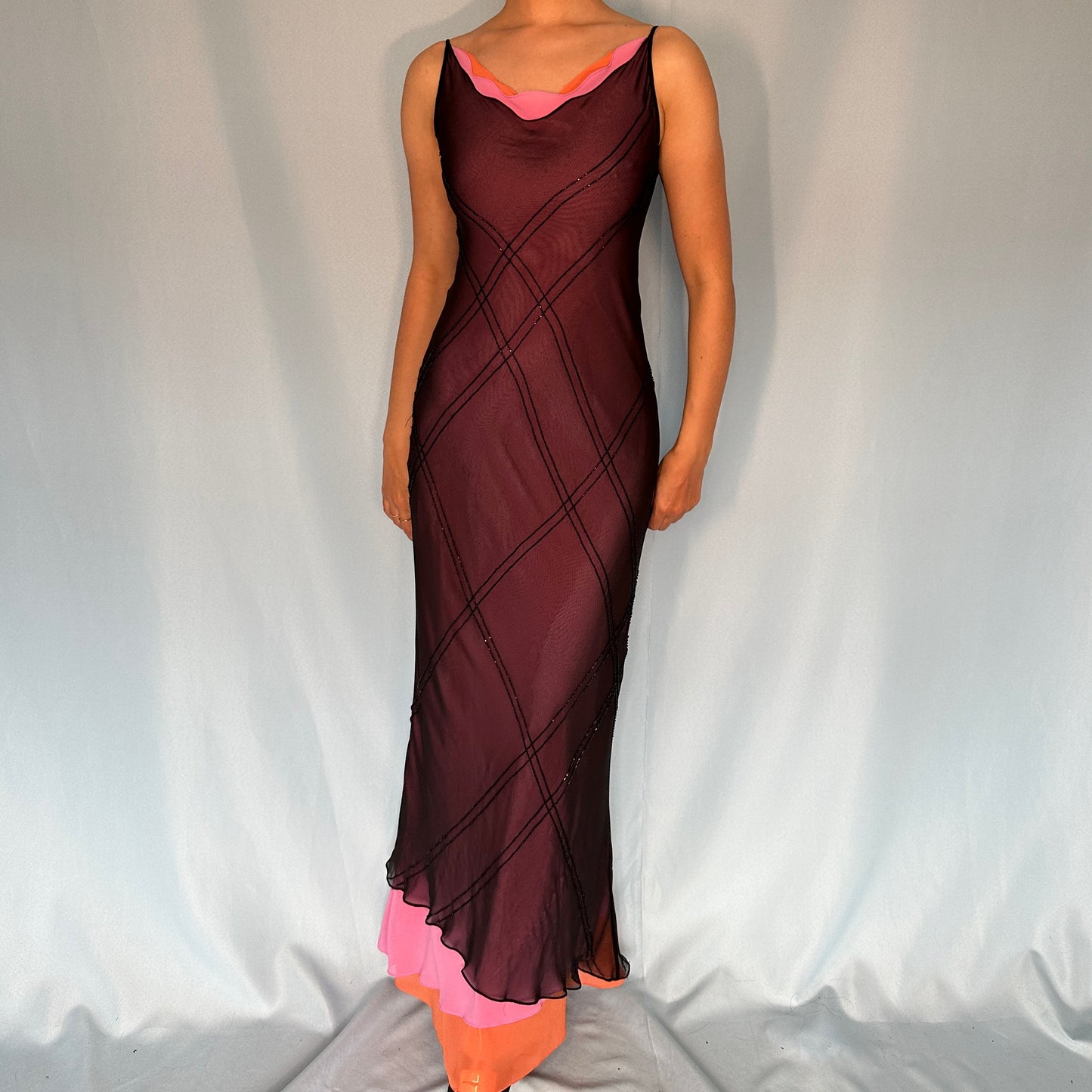 Vintage Chiffon Bead Embellished Dress