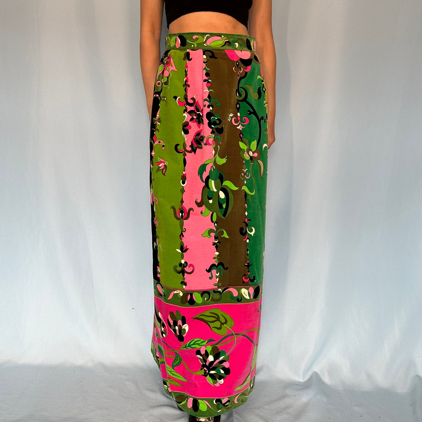 Emilio Pucci 1968 Pattern Velvet Maxi Skirt