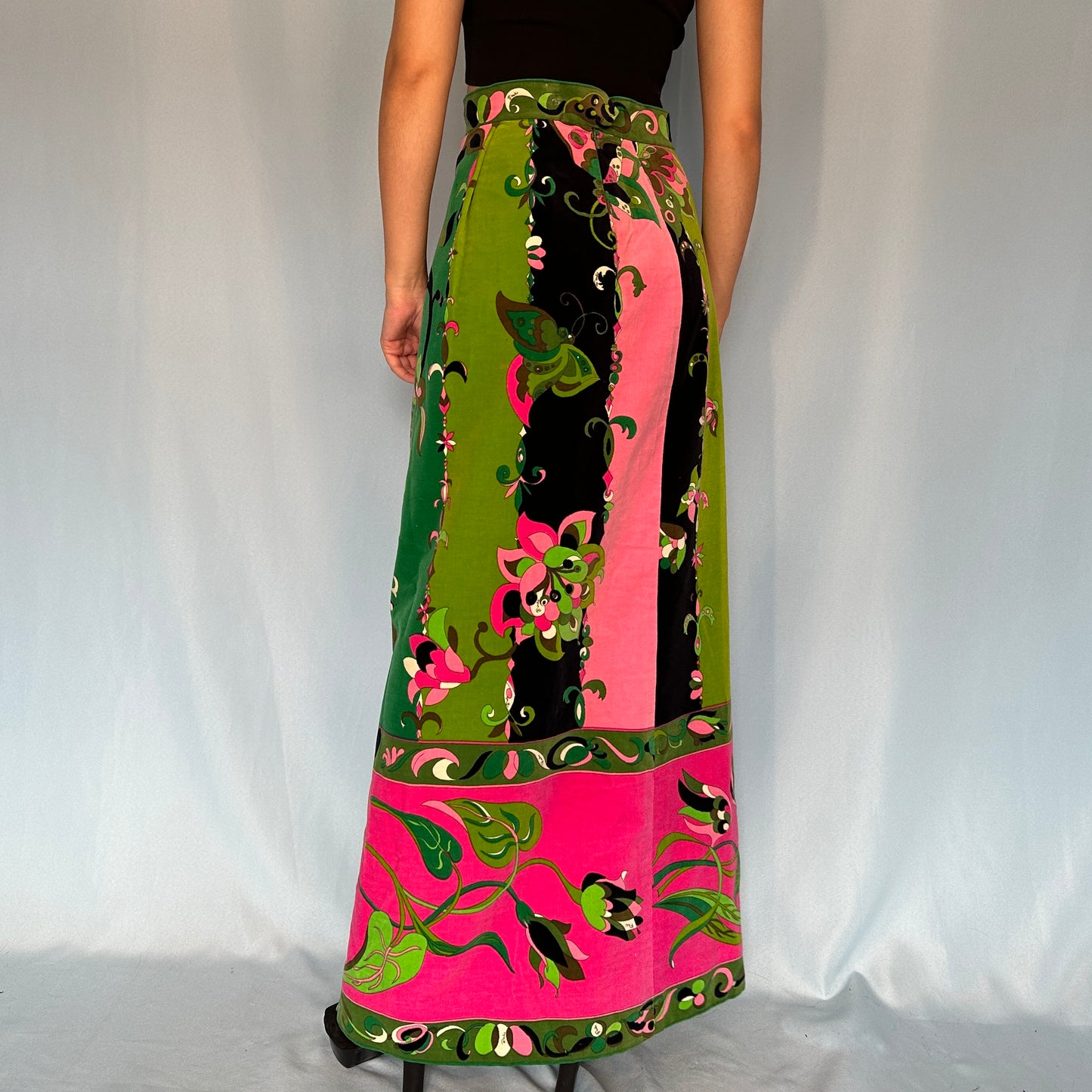 Emilio Pucci 1968 Pattern Velvet Maxi Skirt