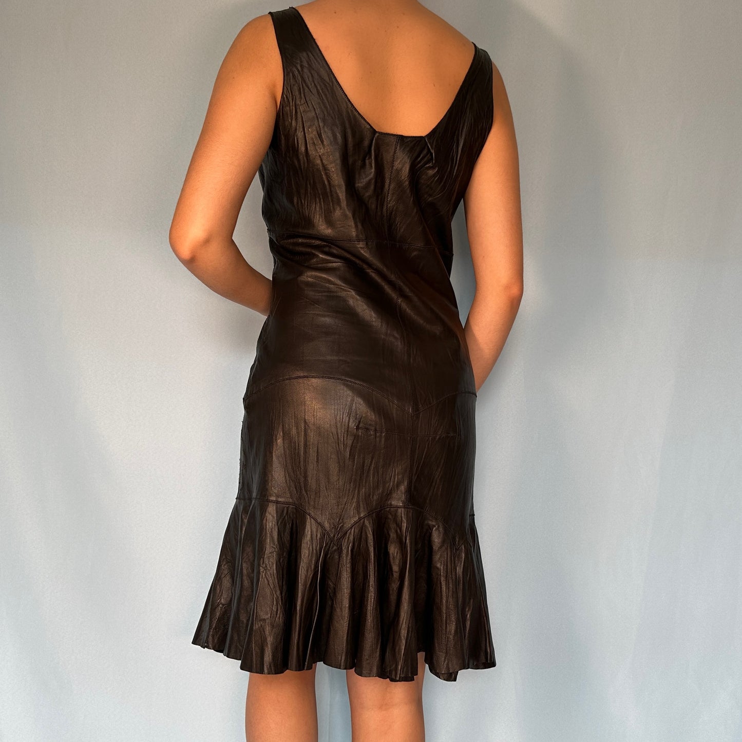 Roberto Cavalli Spring 2003 Black Leather Dress