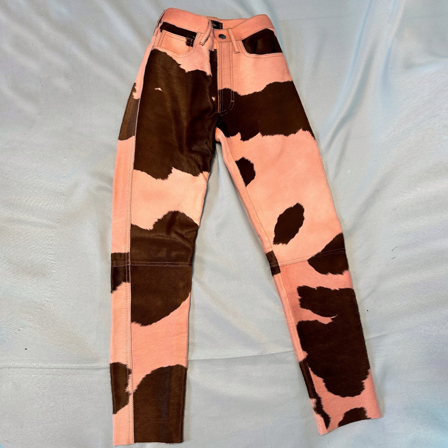 Fendi Fall 1999 Pink Ponyhair Cow Print High Waisted Trousers Pants