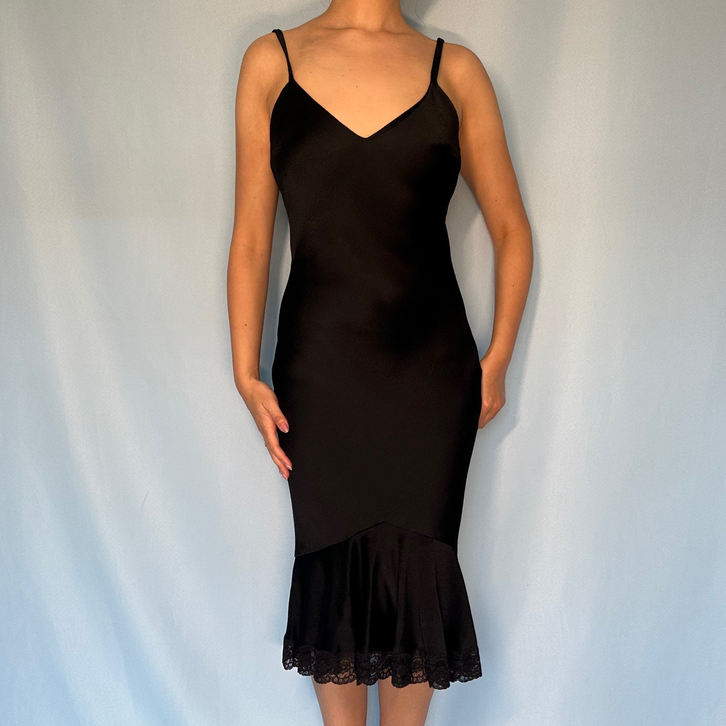 Dior Spring 1999 Black Lace Hem Dress