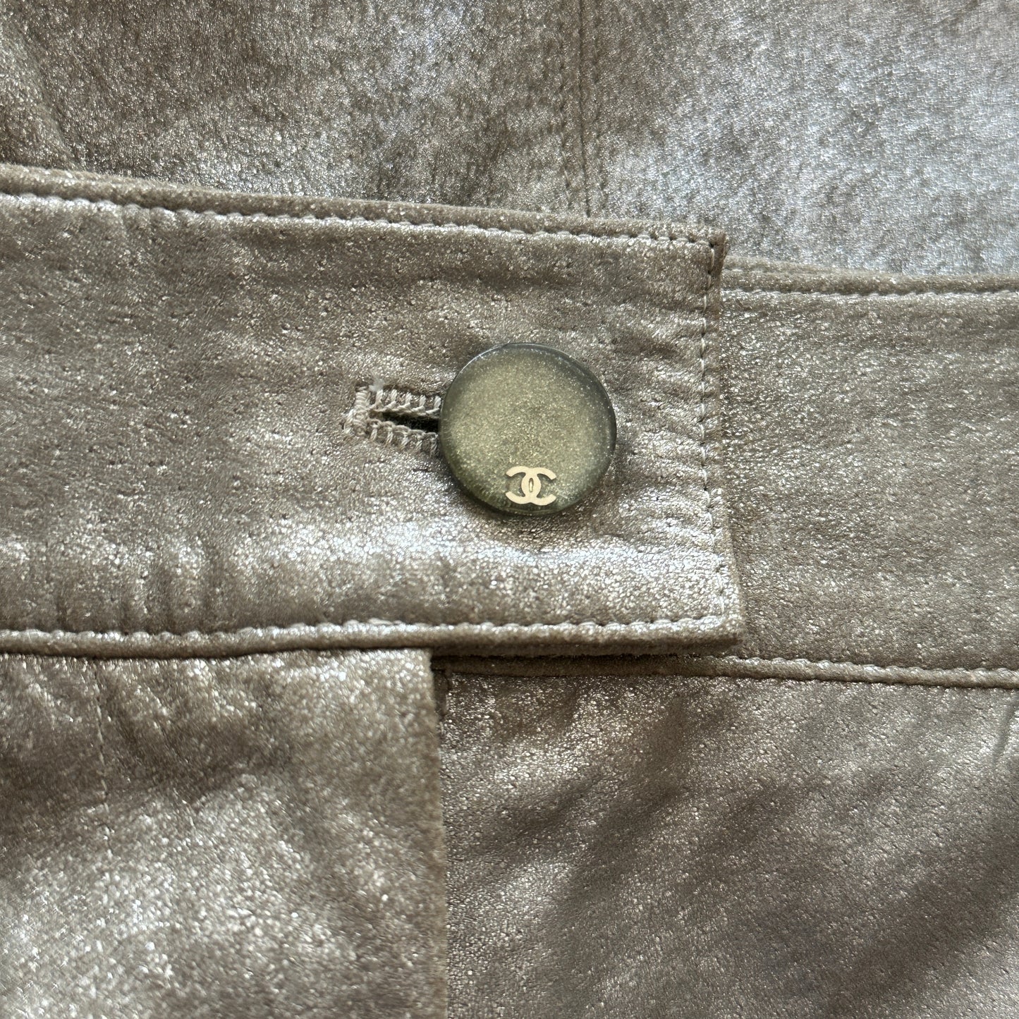 Chanel Fall 1999 Runway Metallic Silver Leather Flared Pants