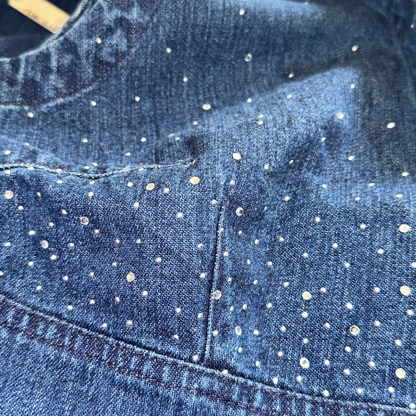 Fendi Denim Crystal Embellished Skirt & Vest Jacket Set