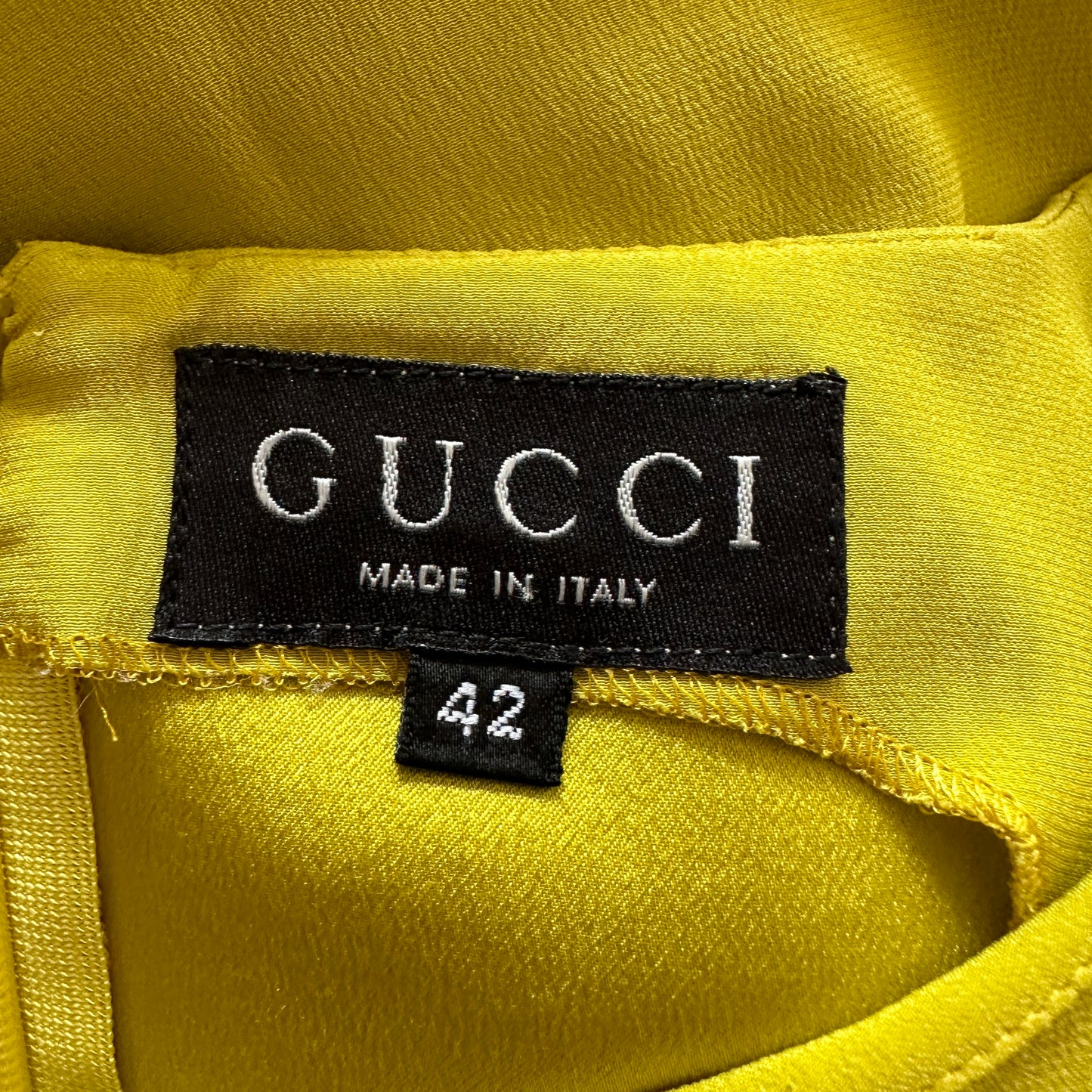 Gucci Spring 1995 Yellow Silk Horsebit Belt Dress