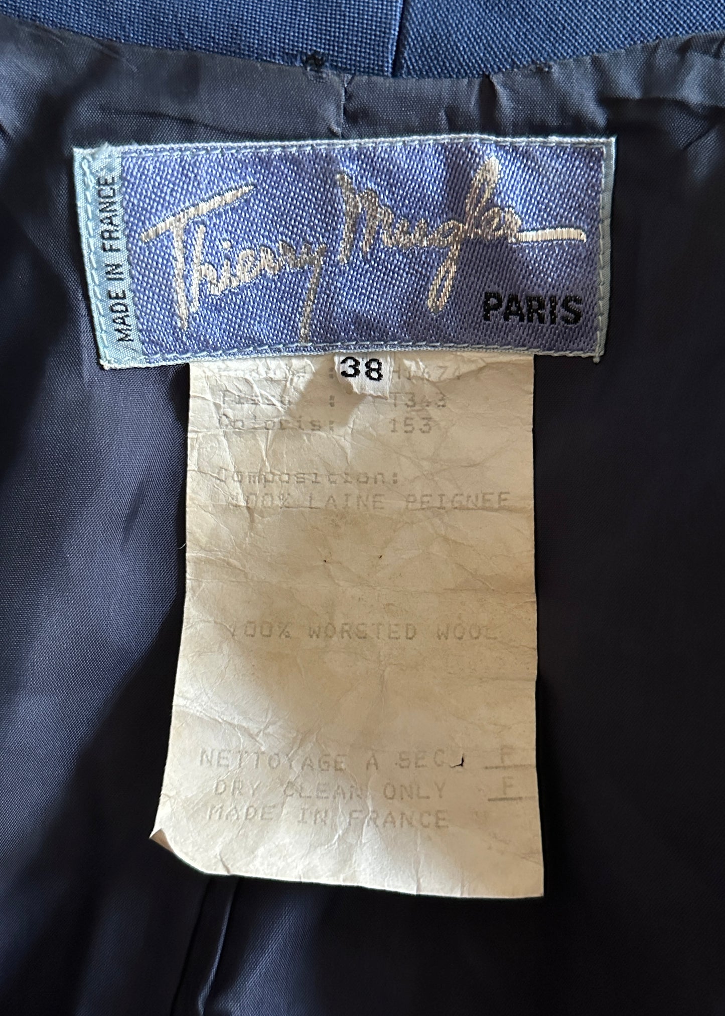 Thierry Mugler Blue Contoured Jacket & Skirt Suit
