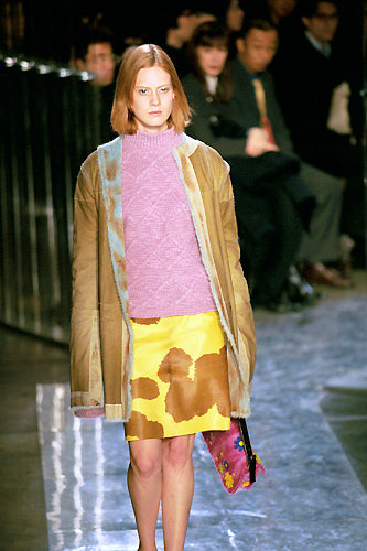 Fendi Fall 1999 Pink Ponyhair Cow Print High Waisted Trousers Pants