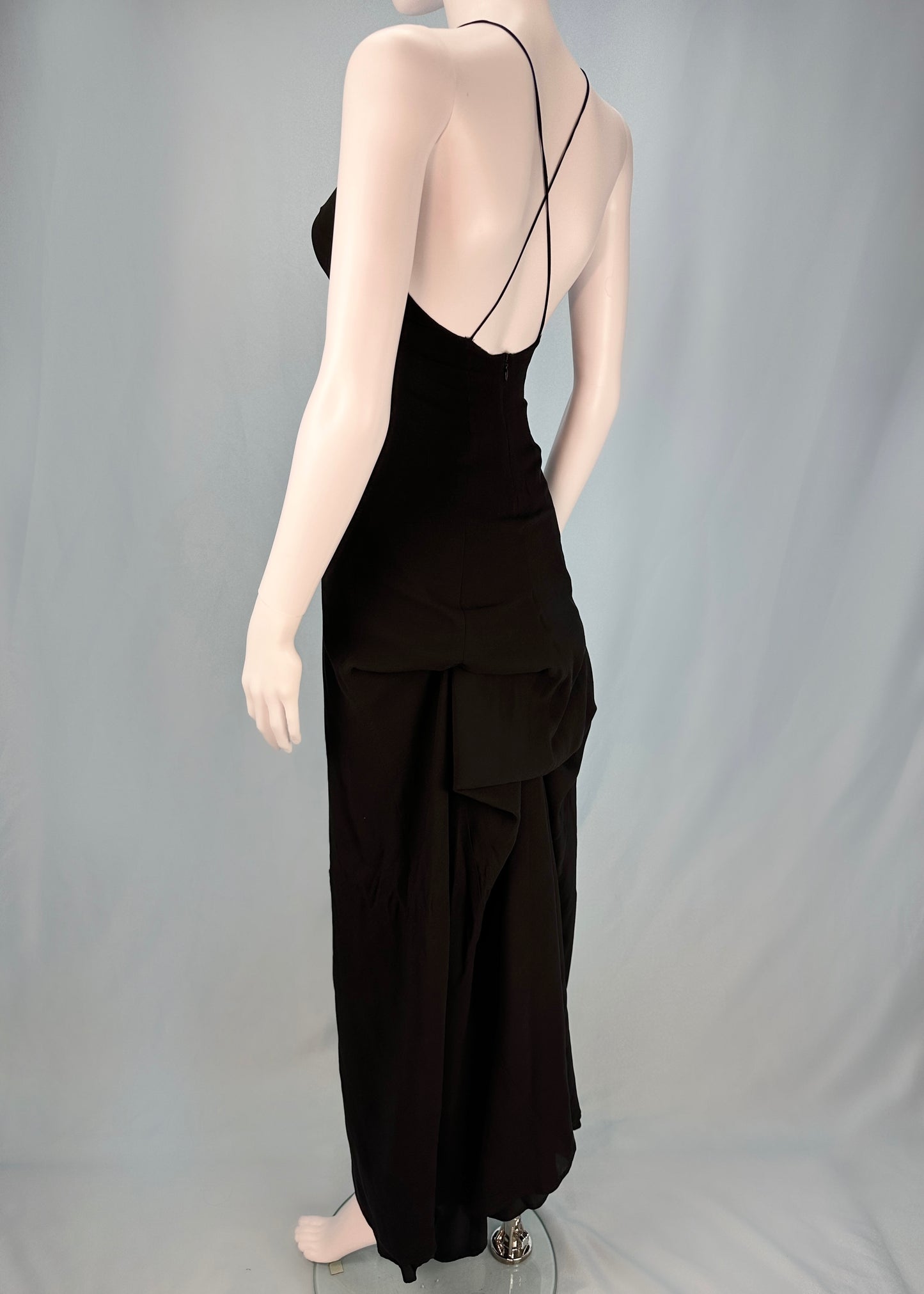 Dries Van Noten Spring 1999 Runway Black Silk Bustle Dress