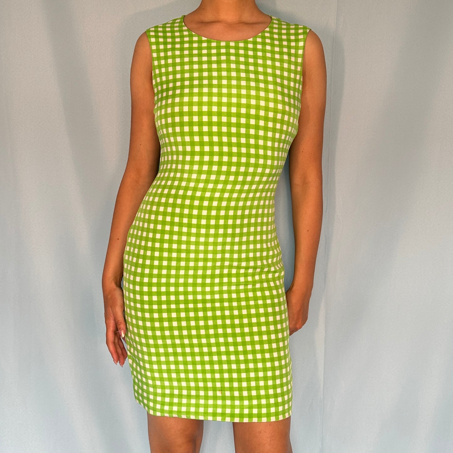 Versace 1995 Green Gingham Dress
