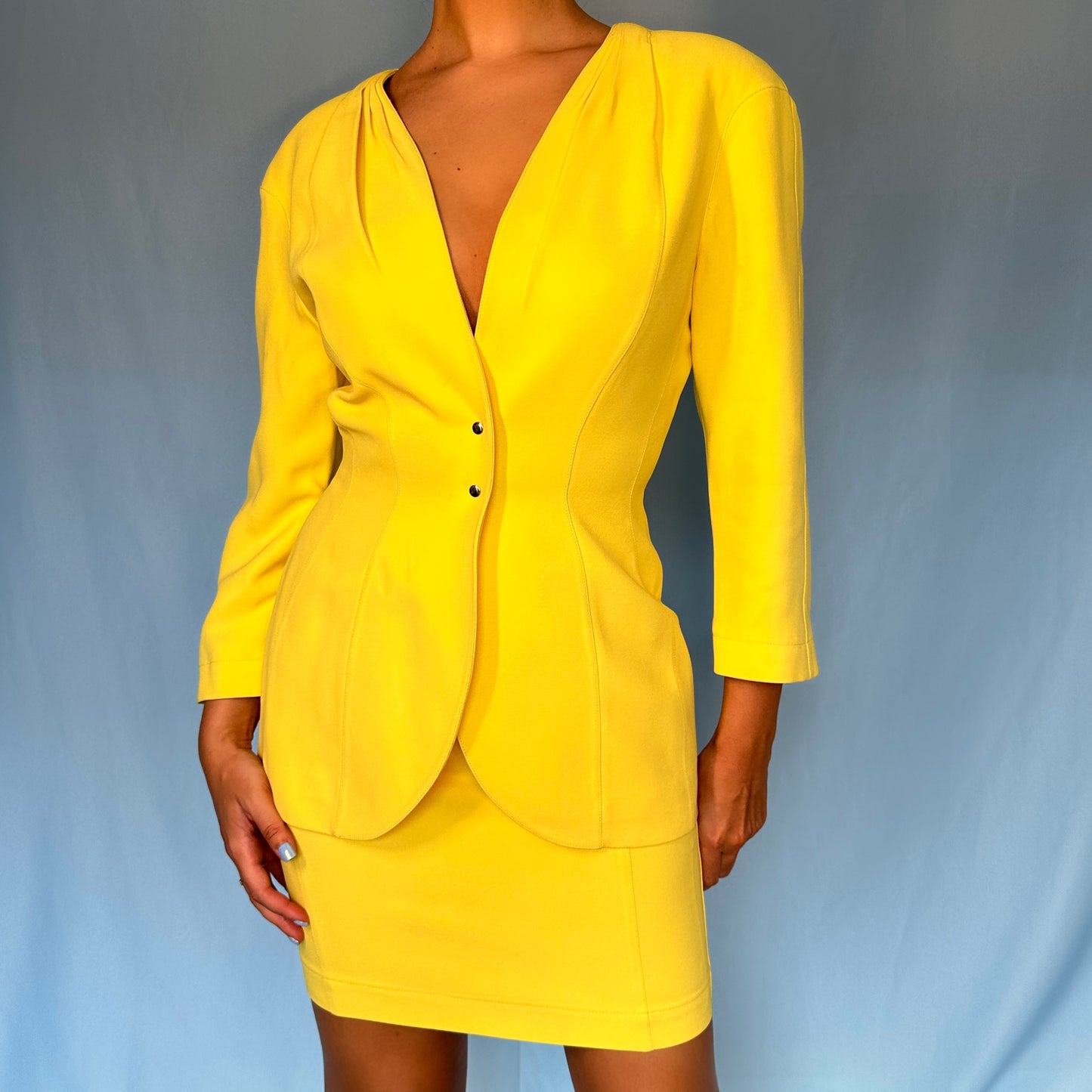 Thierry Mugler Yellow Jacket & Skirt Suit