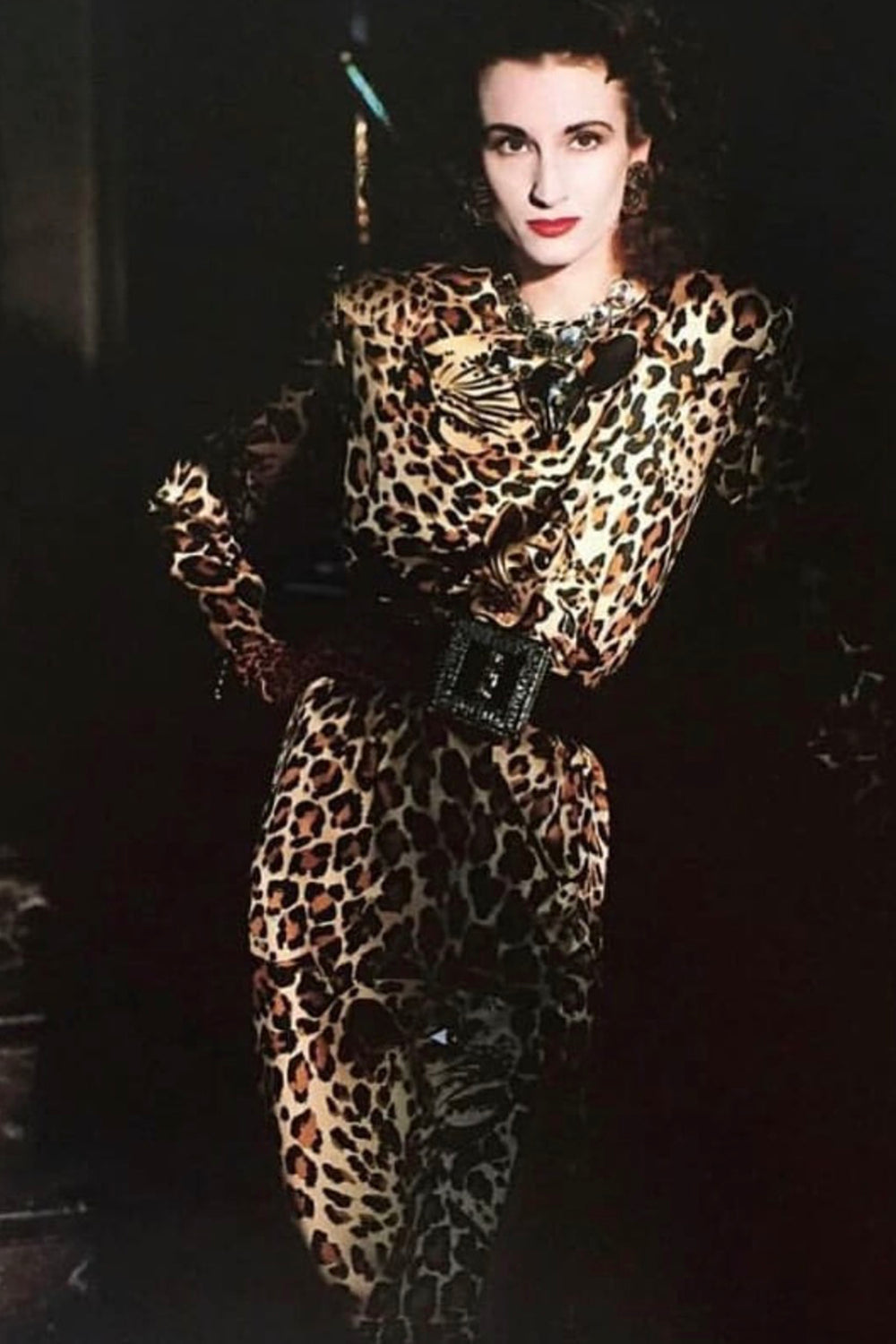 Yves Saint Laurent Rive Gauche Fall 1986 Runway Silk Leopard Dress