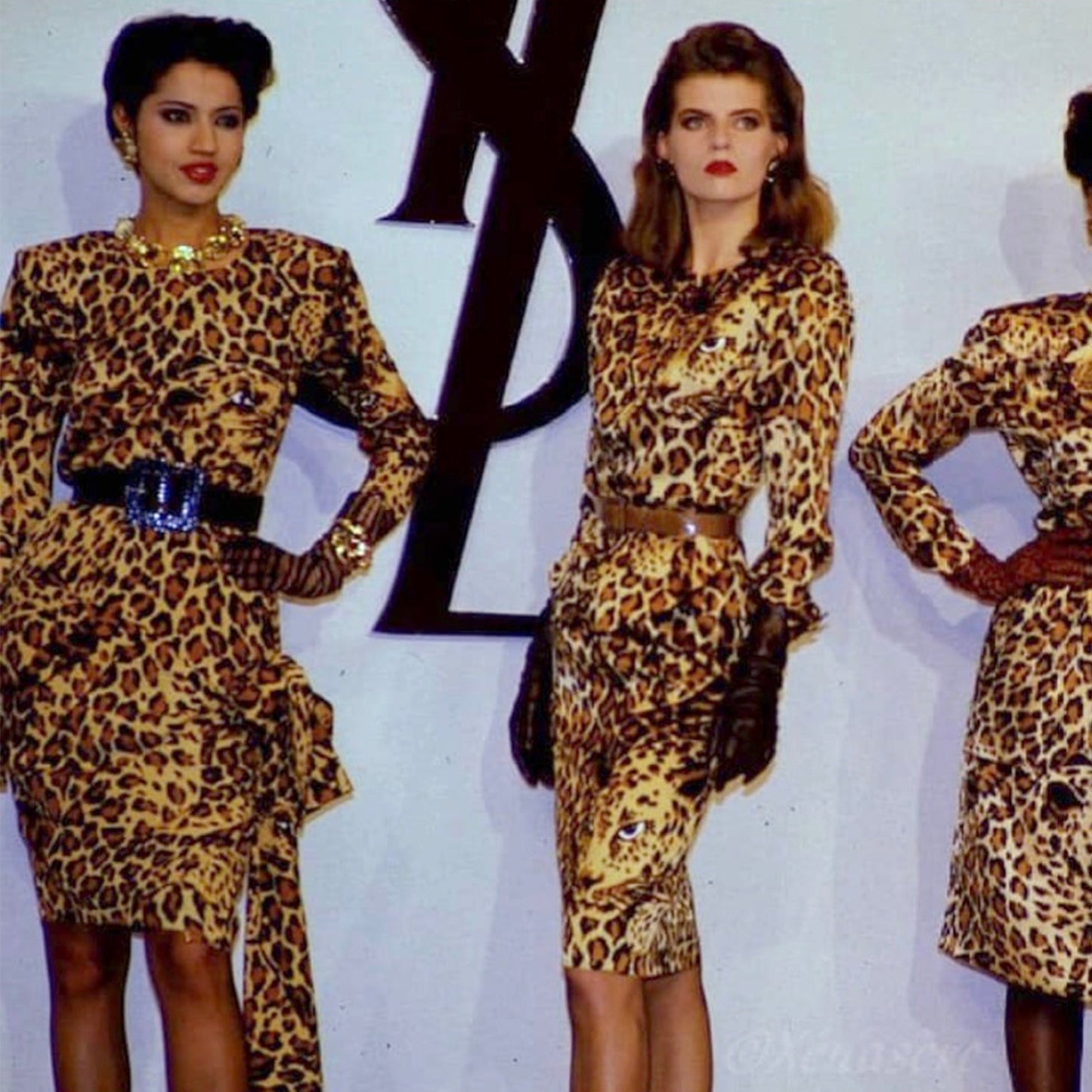 Yves Saint Laurent Rive Gauche Fall 1986 Runway Silk Leopard Dress