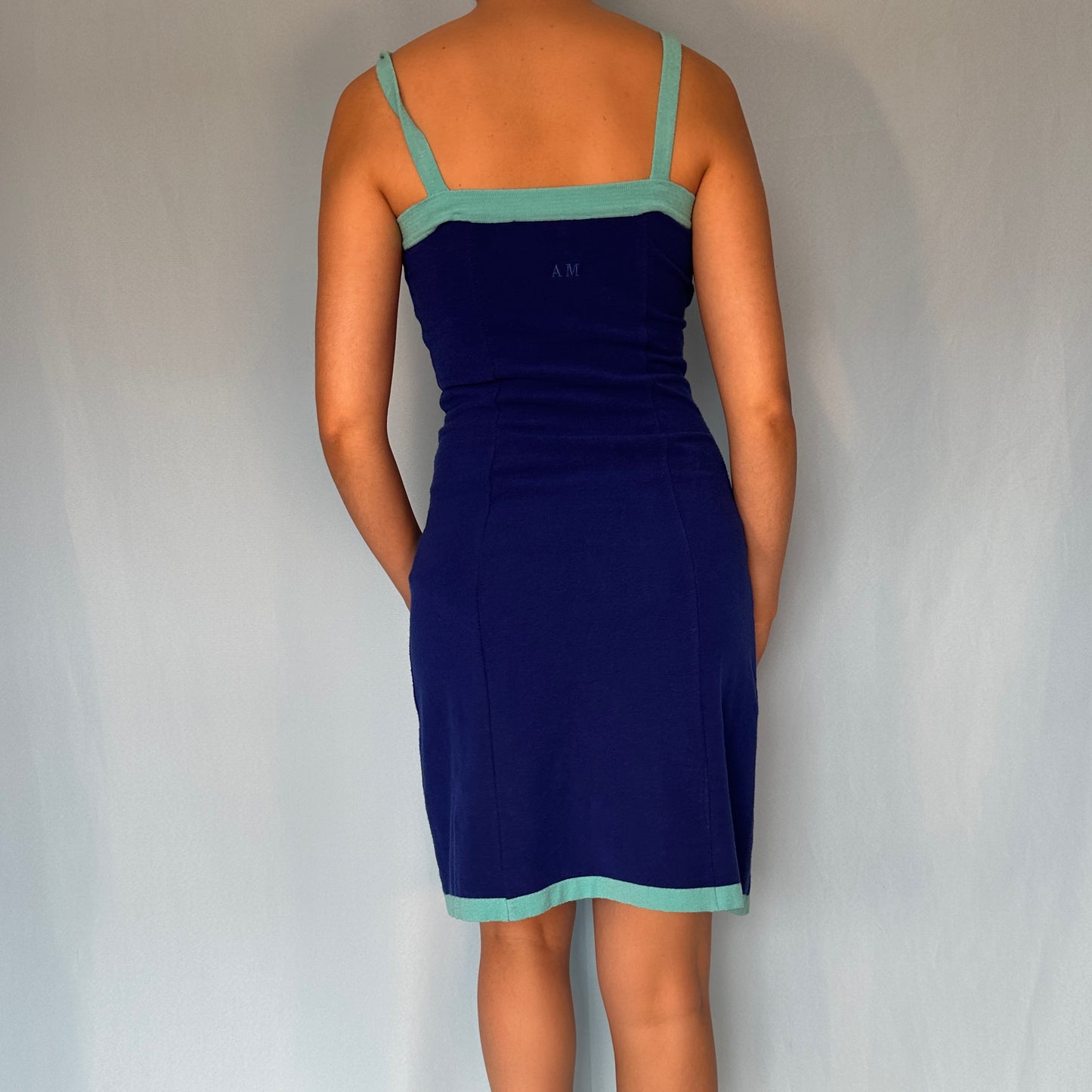 Anna Molinari Blue Terry Cloth Towelling Dress
