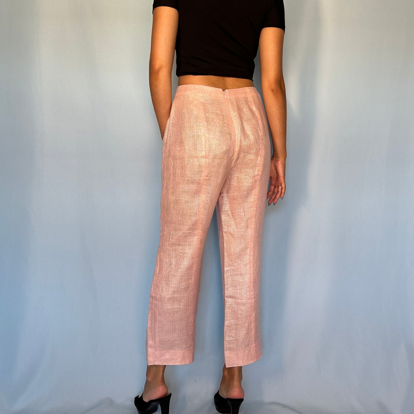 Versace Spring 1999 Metallic Pink Cropped Capri Pants