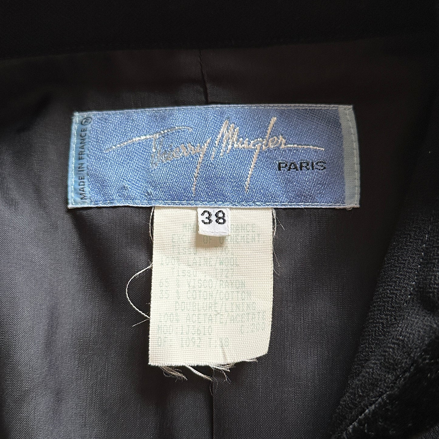 Thierry Mugler Fall 1995 Black Faux Fur & Metal Detail Jacket