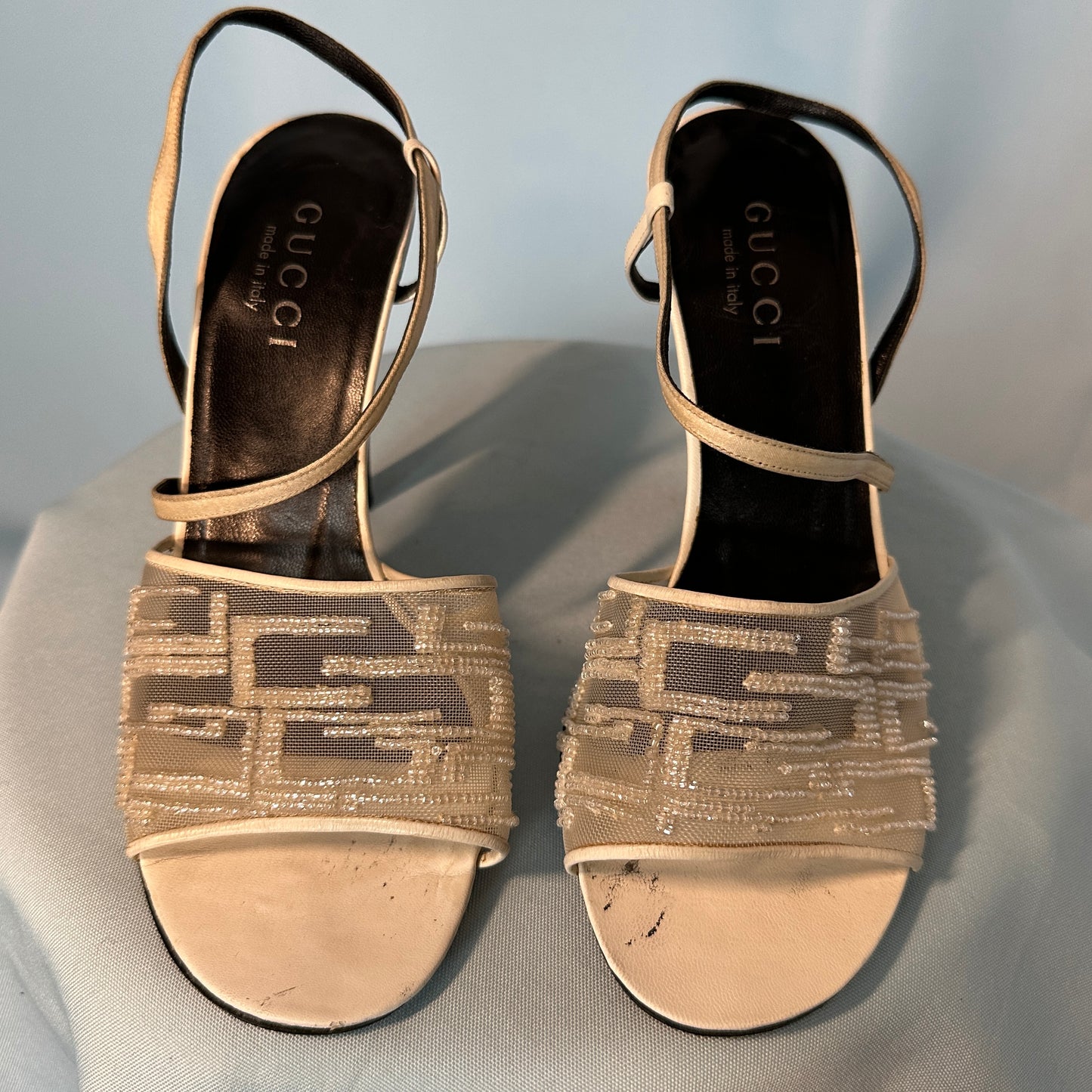 Gucci by Tom Ford 1998 Beaded White Heels