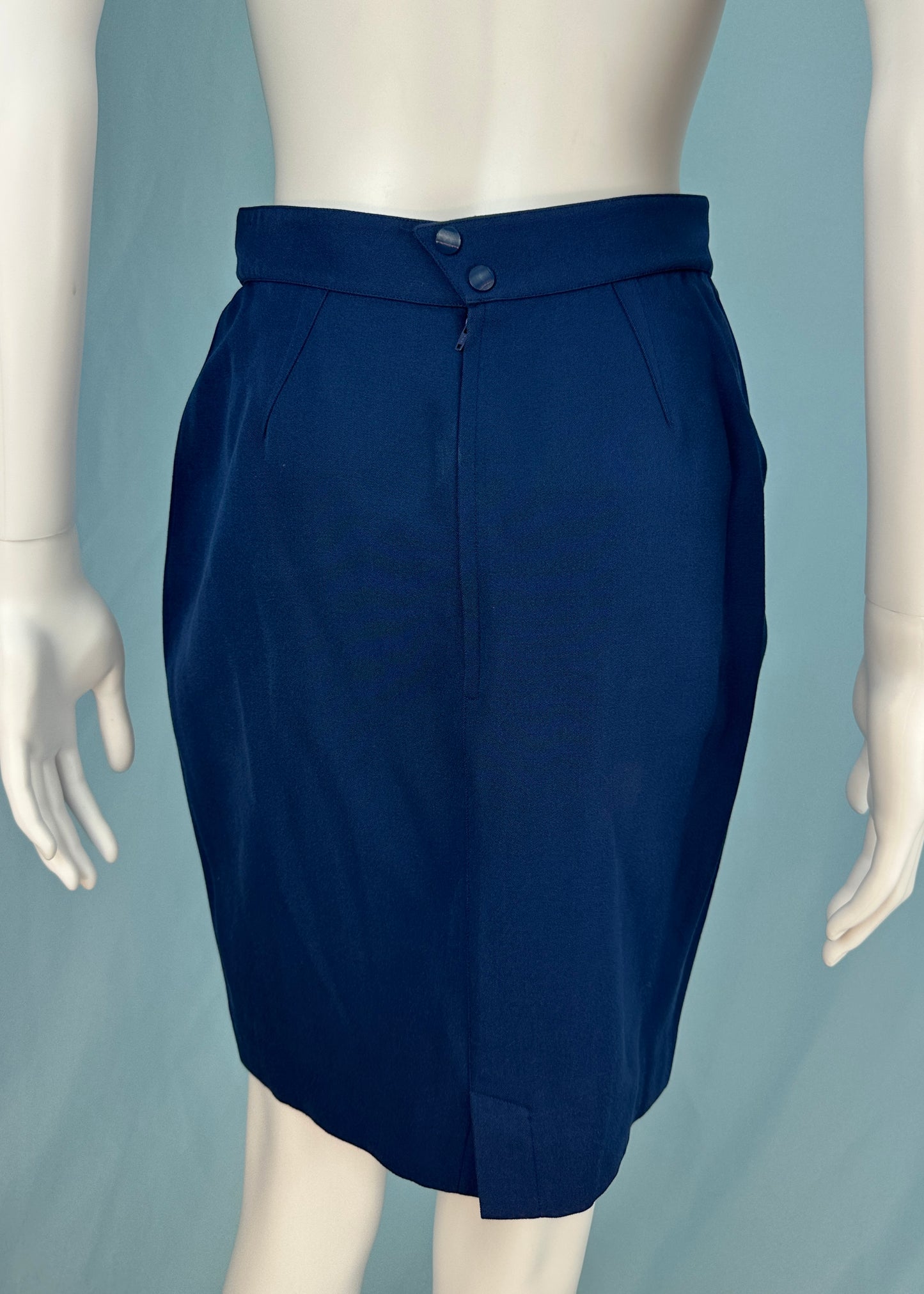 Thierry Mugler Blue Contoured Jacket & Skirt Suit