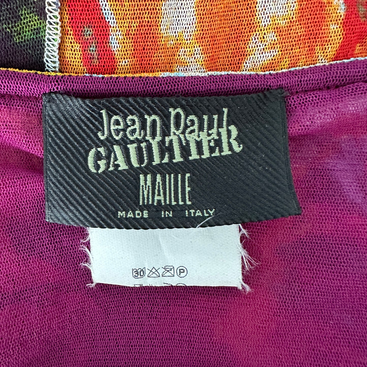 Jean Paul Gaultier Spring 2000 Tropical Print Mesh Skirt