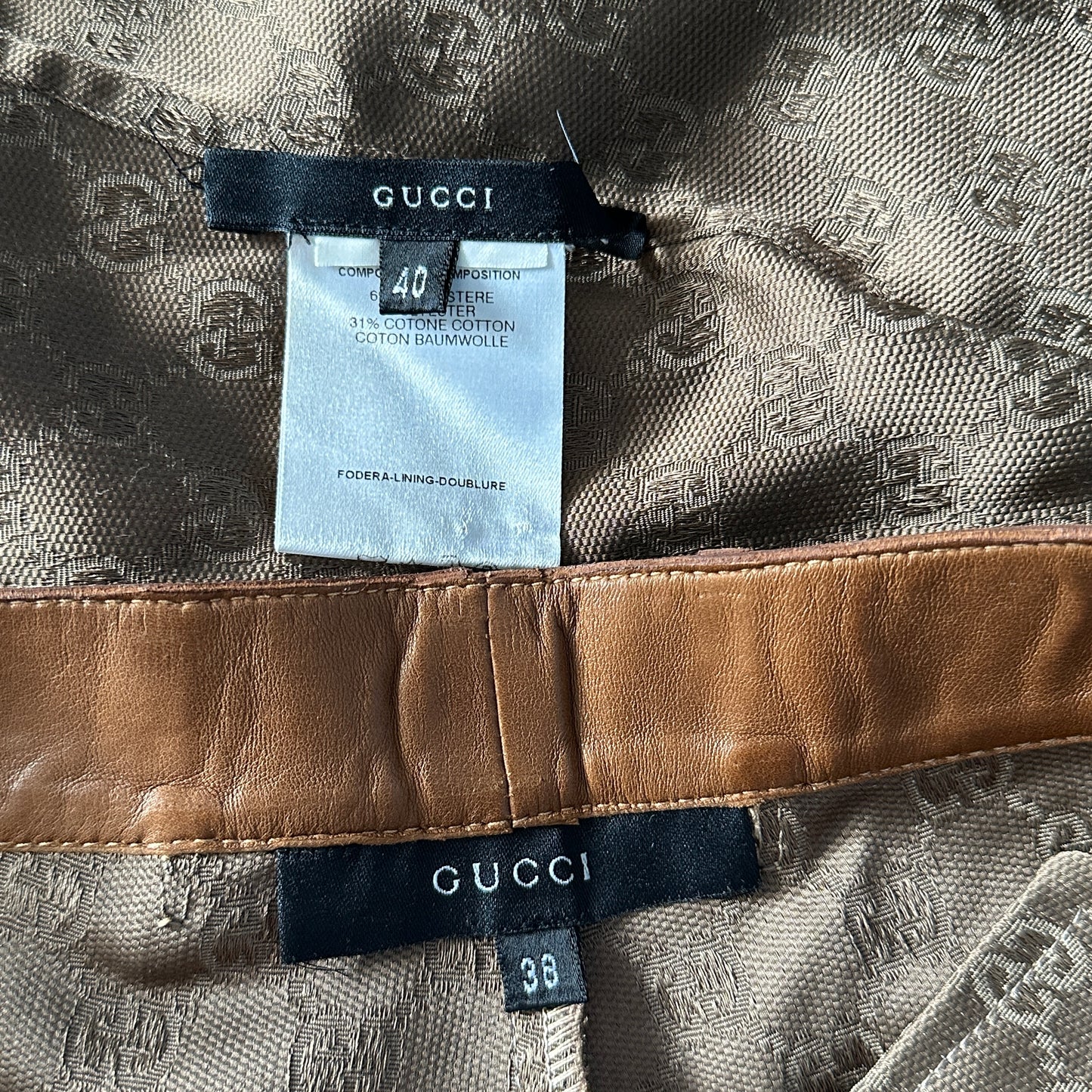 Gucci by Tom Ford Fall 2000 Monogram Leather Shirt, Shorts & Boots Set