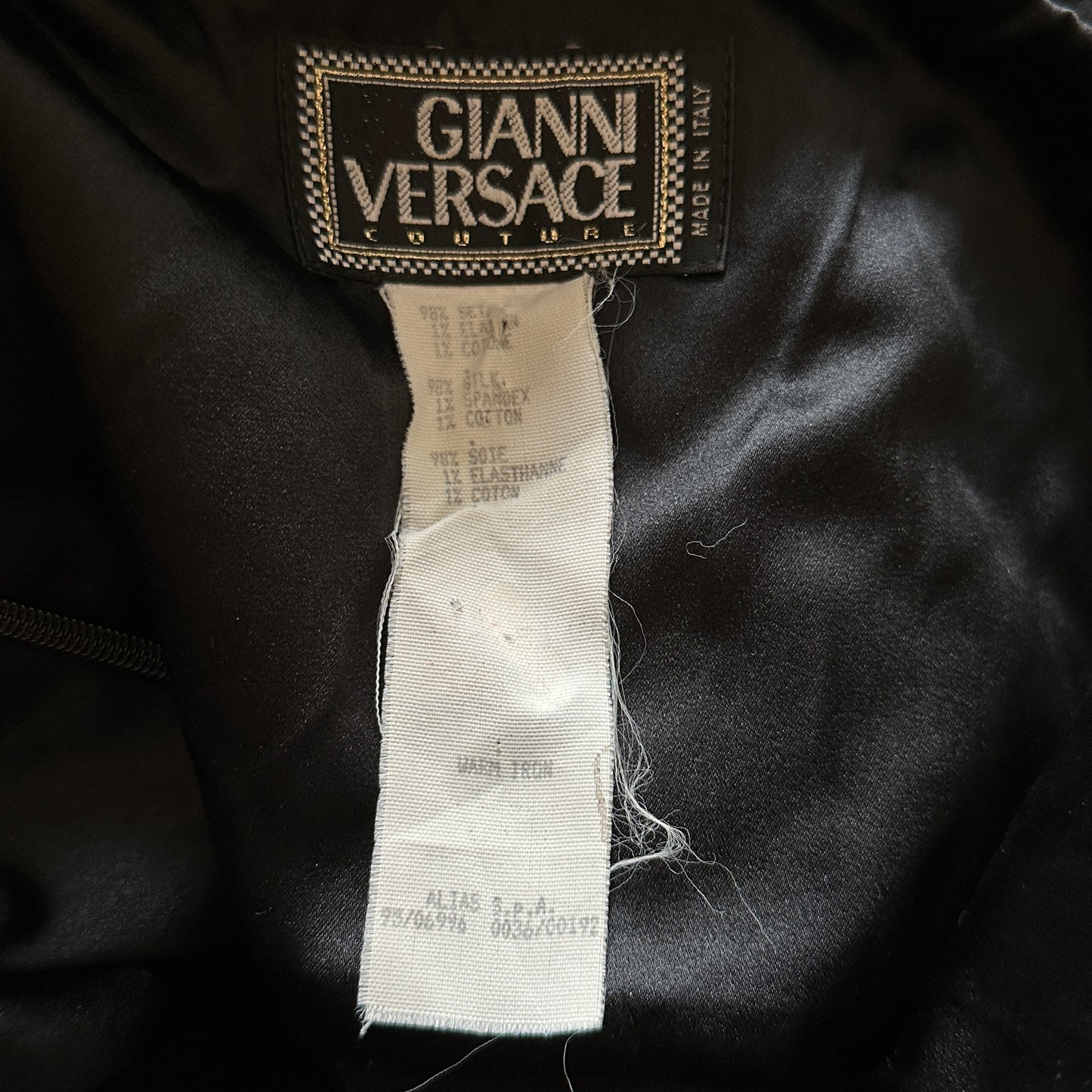 Versace Spring 1995 One Shoulder Black Silk Gown Dress
