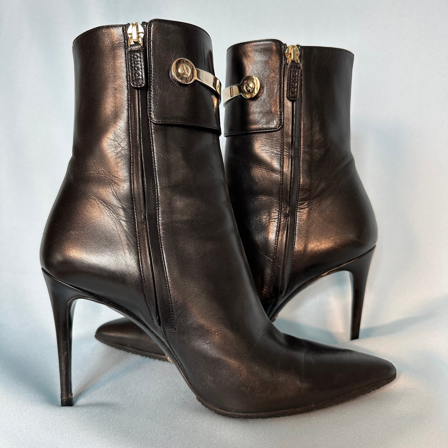 Gucci “Rooney” Large Horsebit Leather Boots