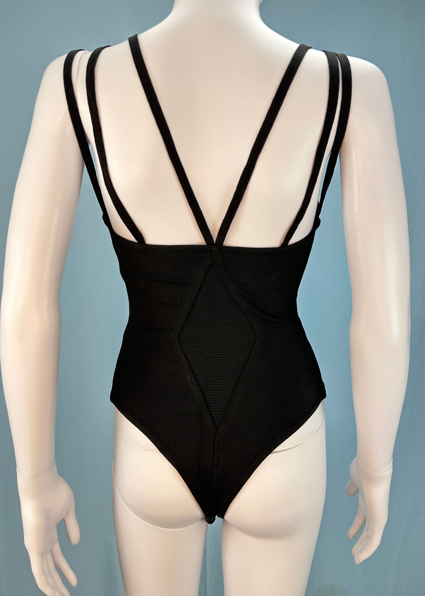 Azzedine Alaia Spring 1990 Black Strappy Bodysuit