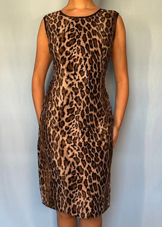 Dolce & Gabbana Fall 1996 Faux Fur Leopard Print Dress