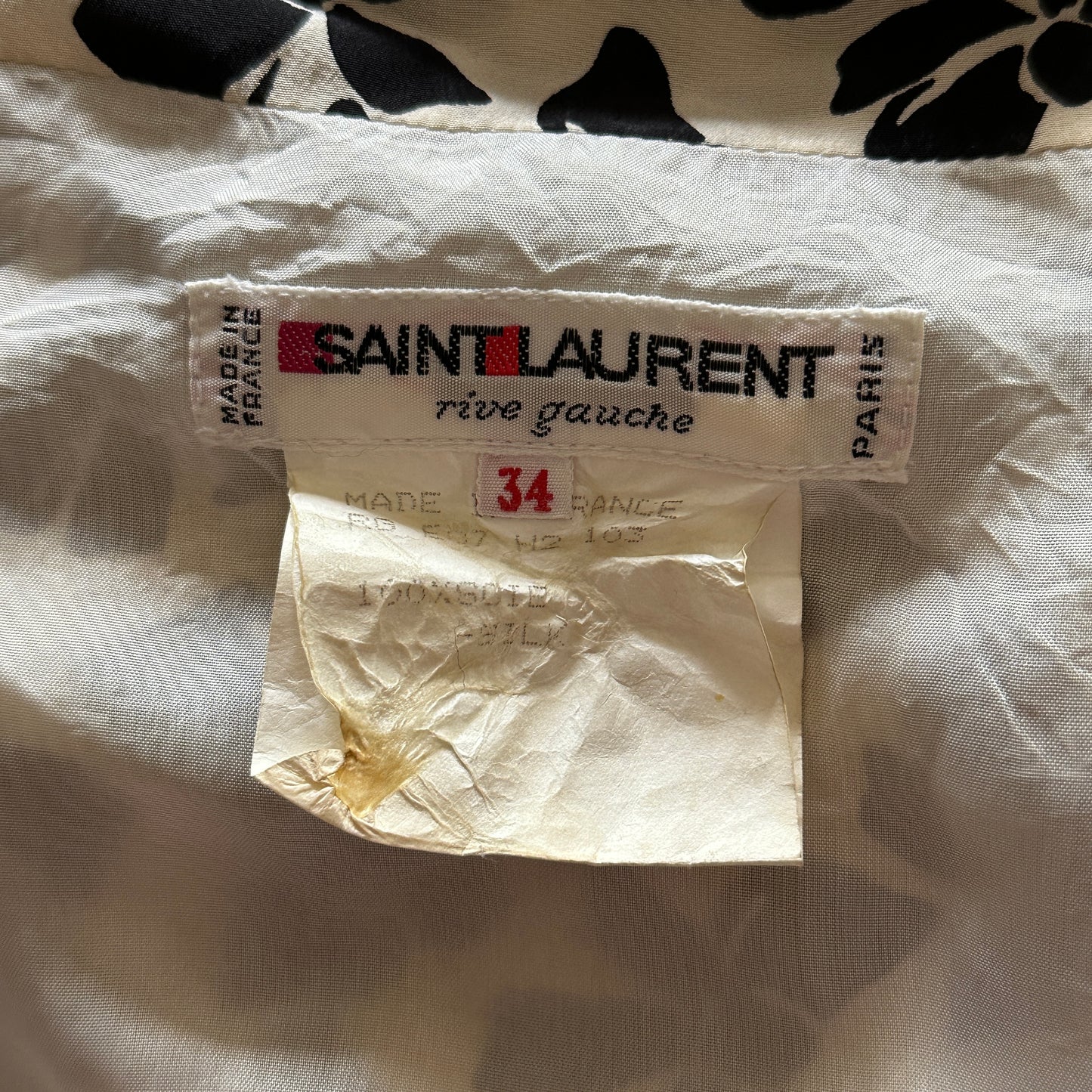 Yves Saint Laurent Rive Gauche Spring 1987 Silk Bow Print Dress