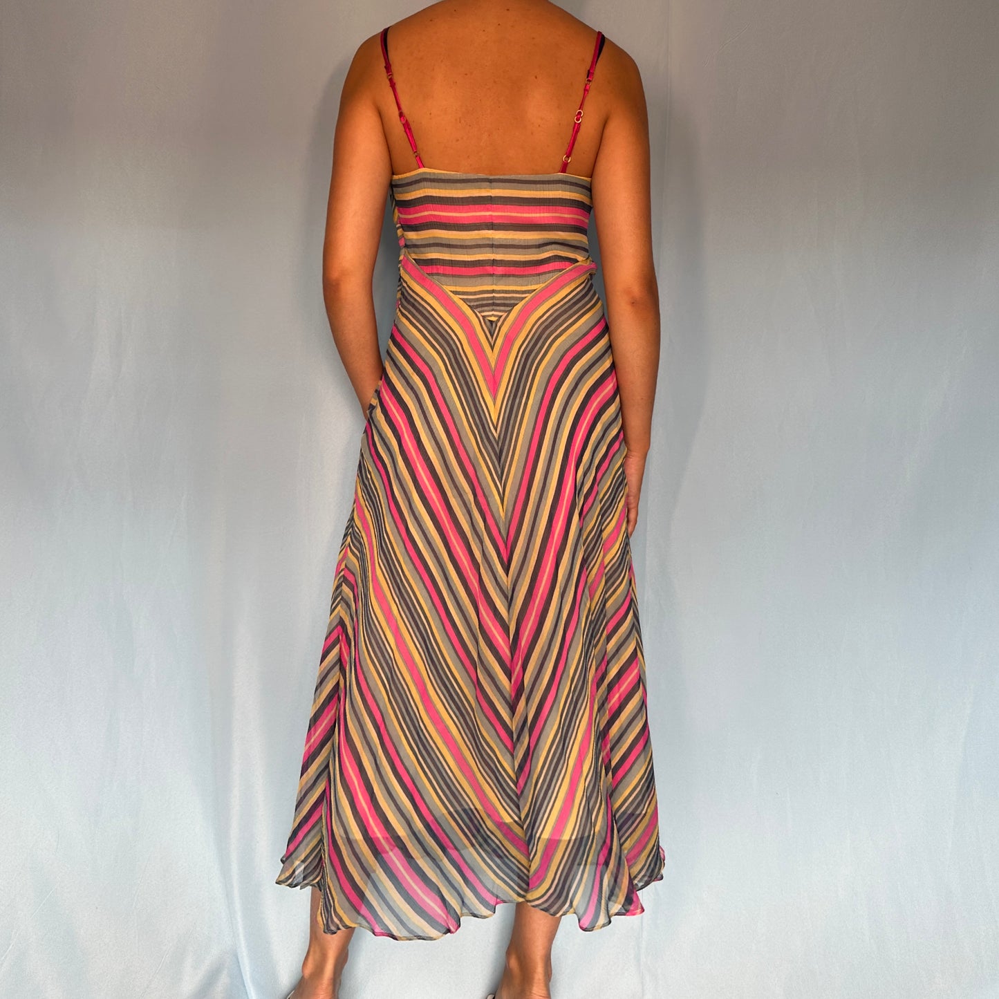 Betsey Johnson Striped Silk Chiffon Dress