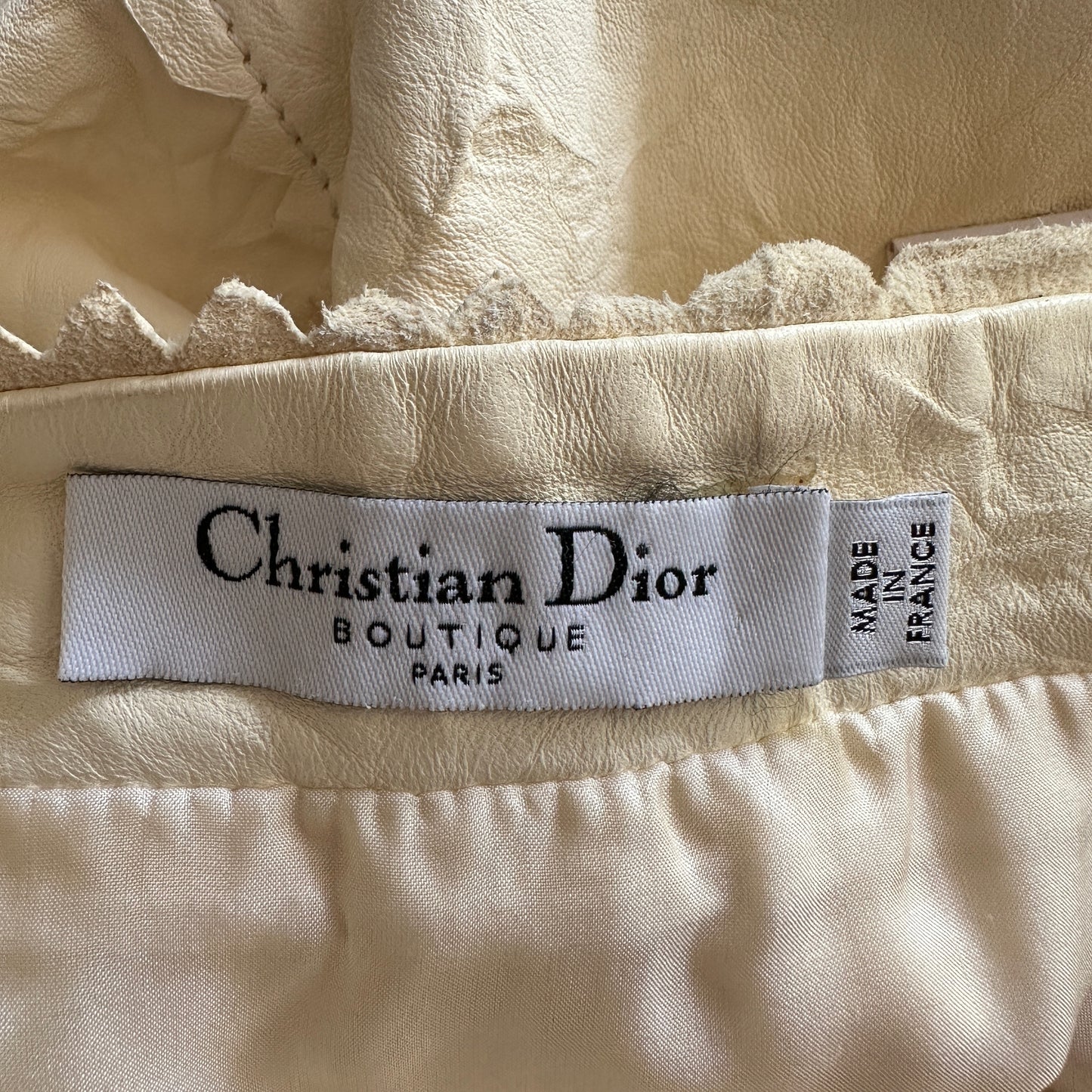 Dior Fall 2006 Cream Crinkle Leather Skirt