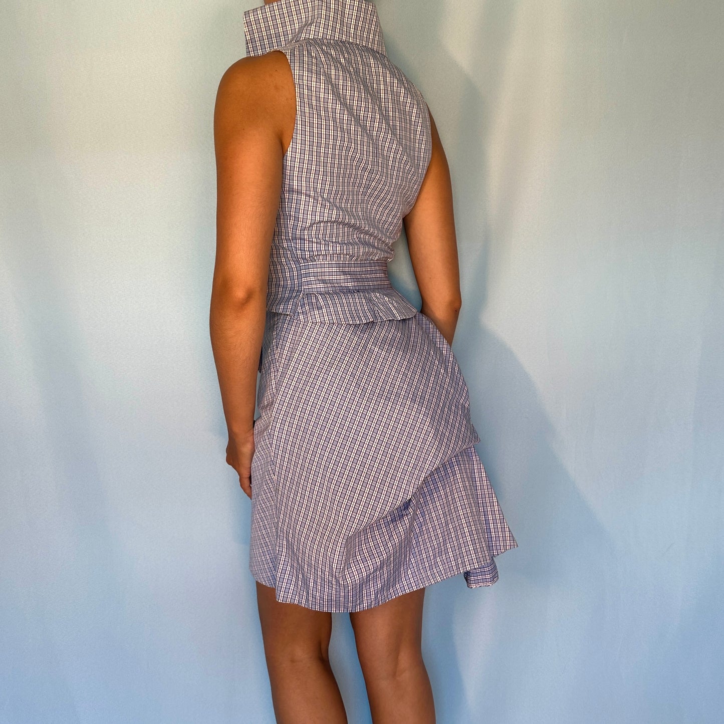 Vivienne Westwood Spring 1994 “Cafe Society” Checked Bustle Skirt & Waistcoat Set