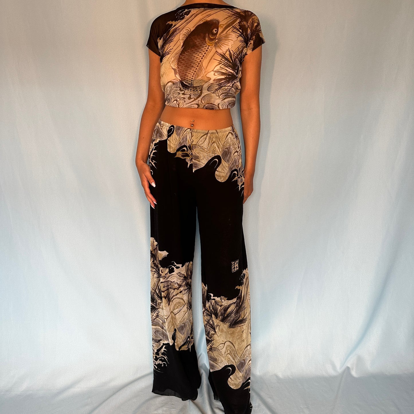 Jean Paul Gaultier Koi Fish Mesh Two Piece Pants & Top Set