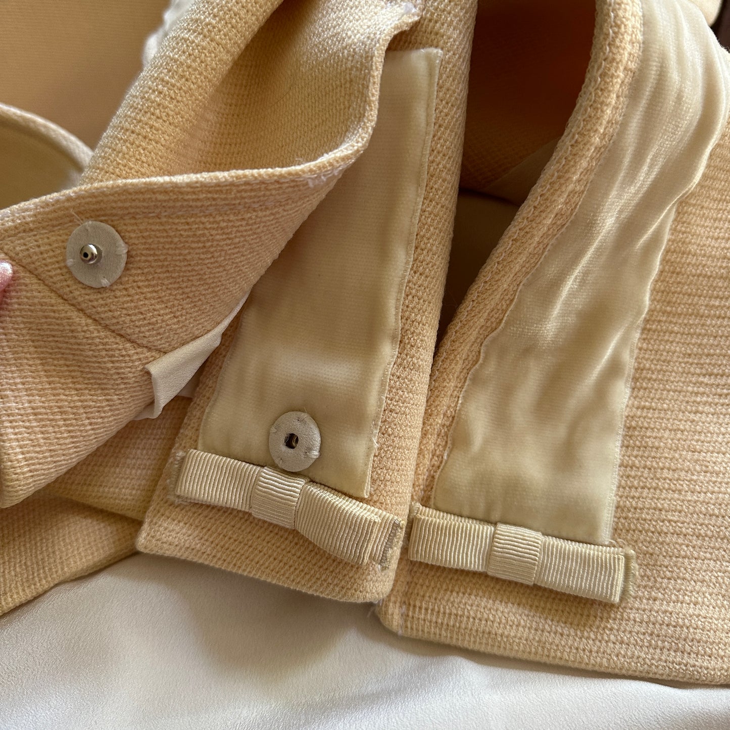 Prada Cream Wool Velvet Detail Jacket Coat