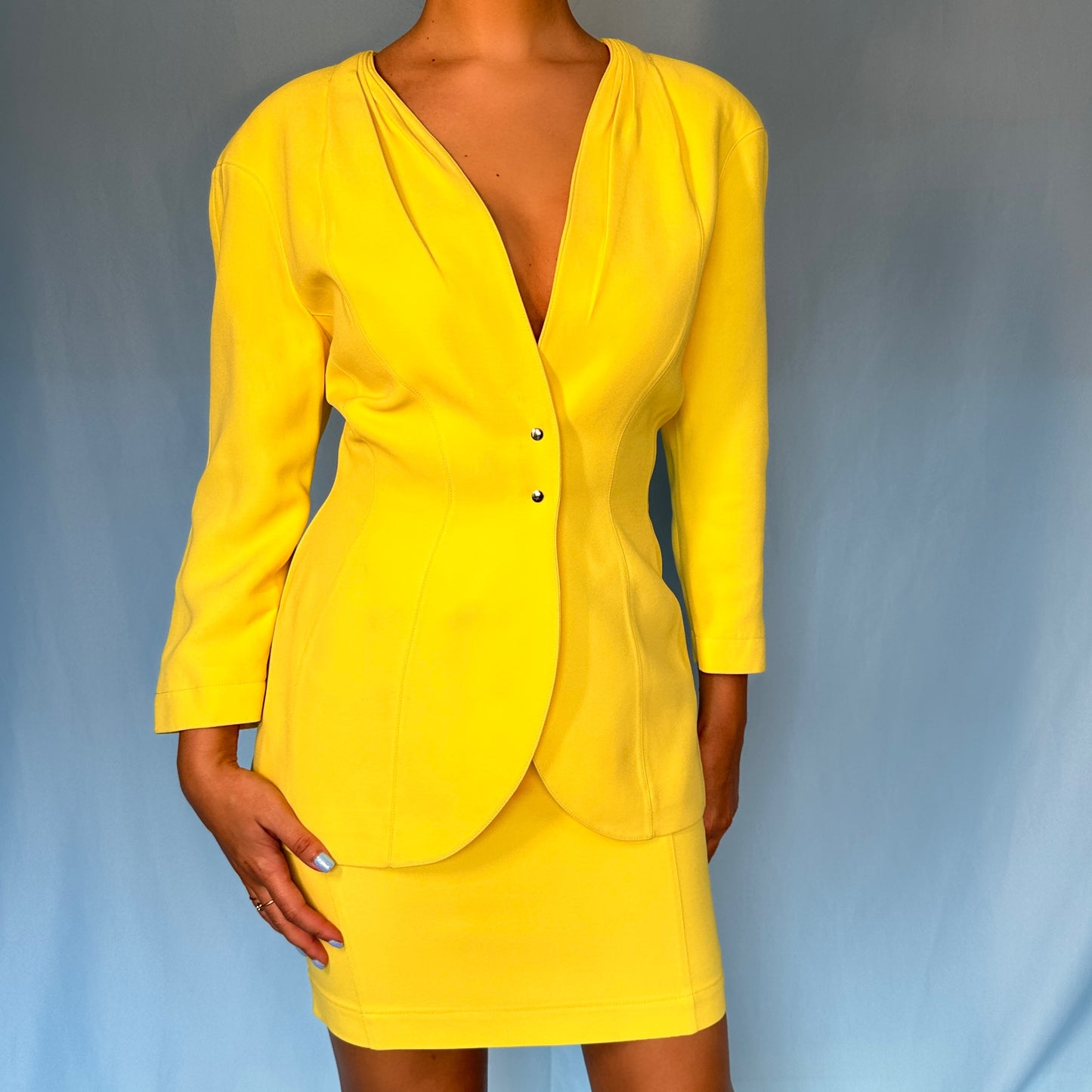 Thierry Mugler Yellow Jacket & Skirt Suit