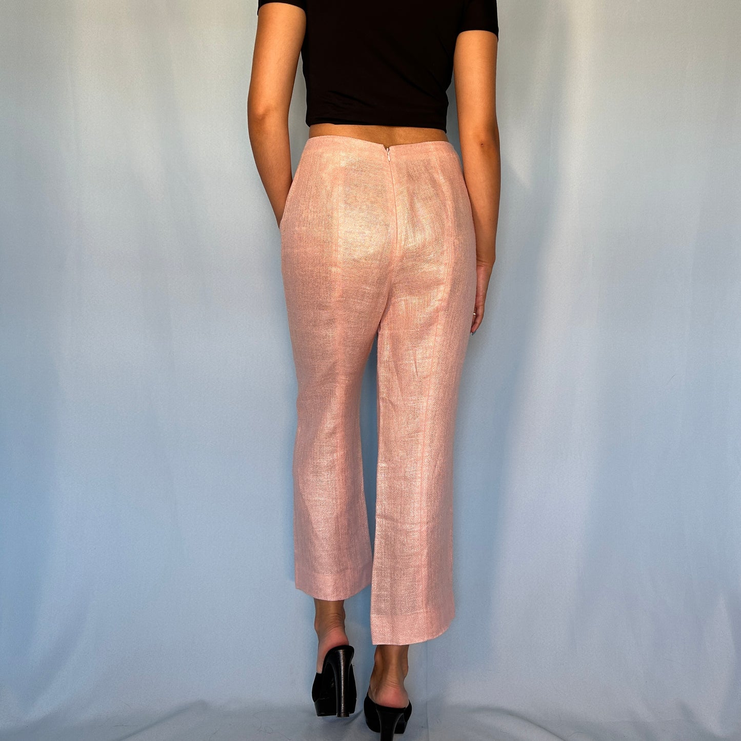 Versace Spring 1999 Metallic Pink Cropped Capri Pants