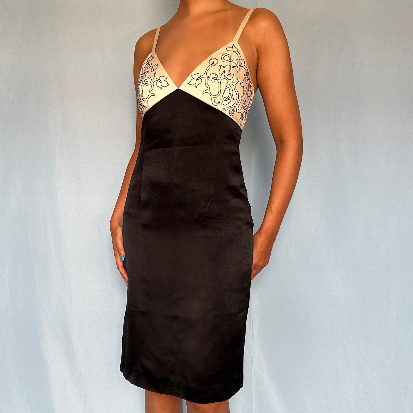 Fendi Embroidered Silk Satin Dress