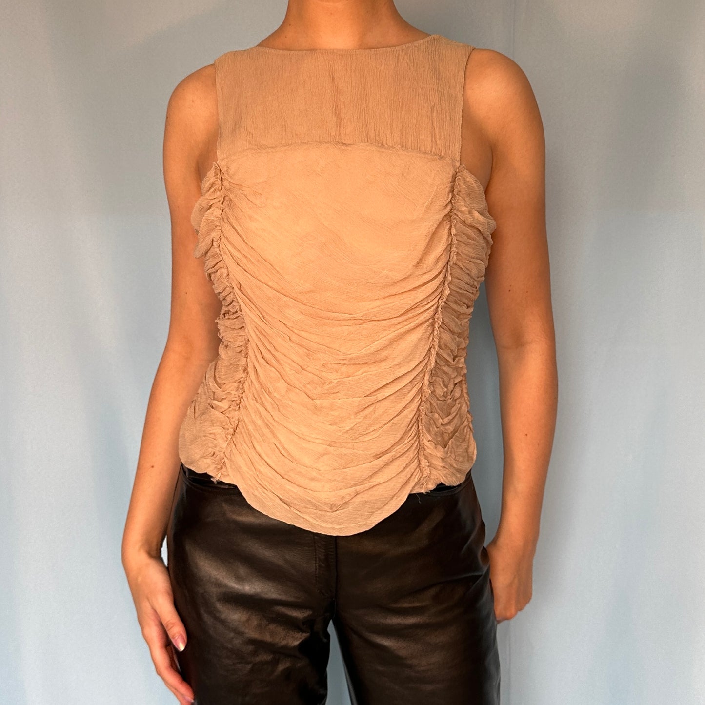 Fendi Silk Chiffon Ruched Top