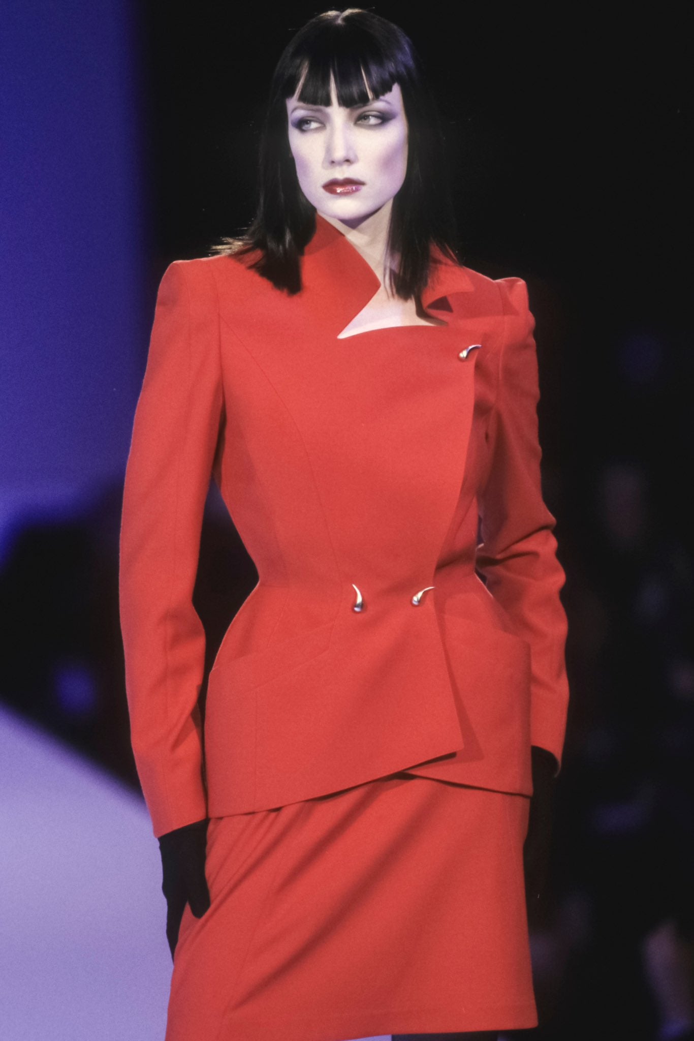 Thierry Mugler Fall 1998 Red Metal Detail Jacket