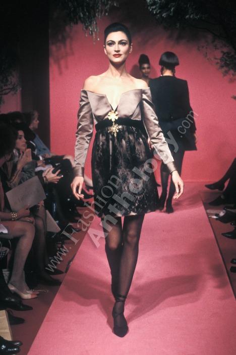 Christian Lacroix Fall 1991 Runway Silk & Lace Dress