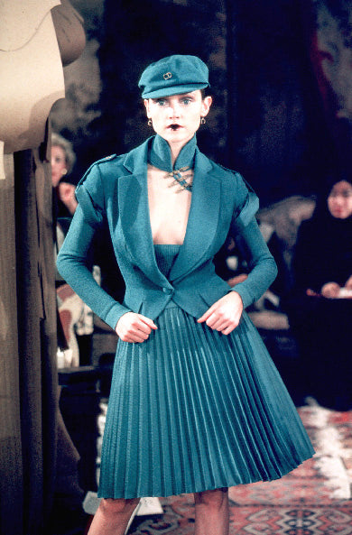 Dior Spring 1999 Runway Teal Blue Collared Jacket